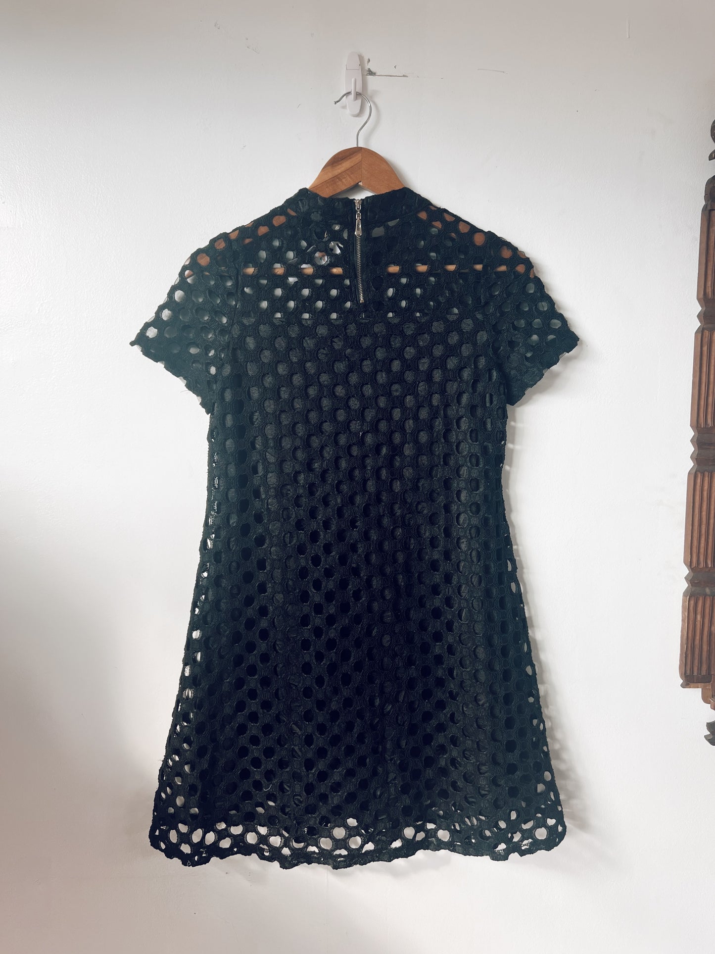 Black Patterned Short Sleeve Dress