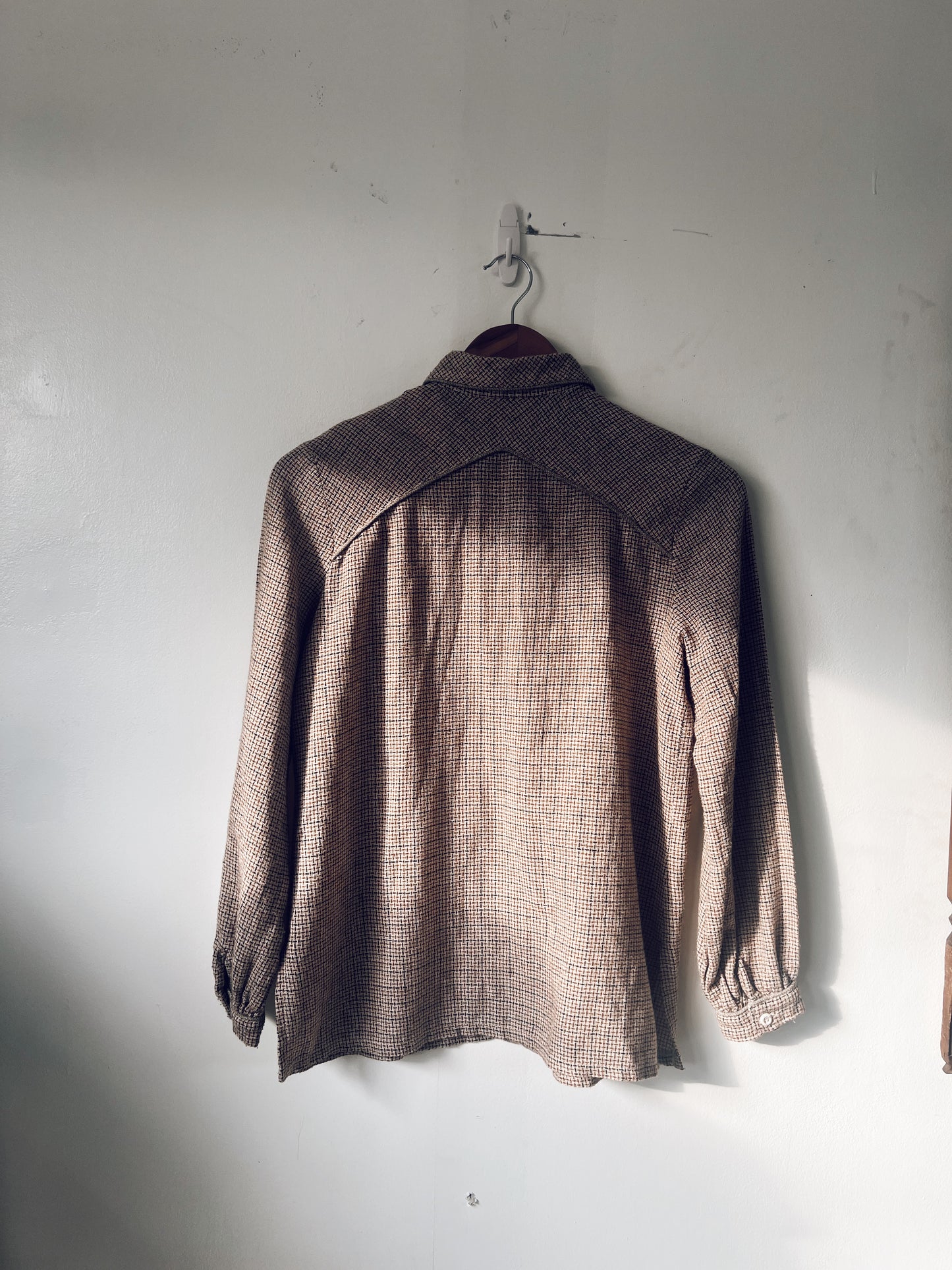 Brown Light Tweed Long Sleeve Blouse