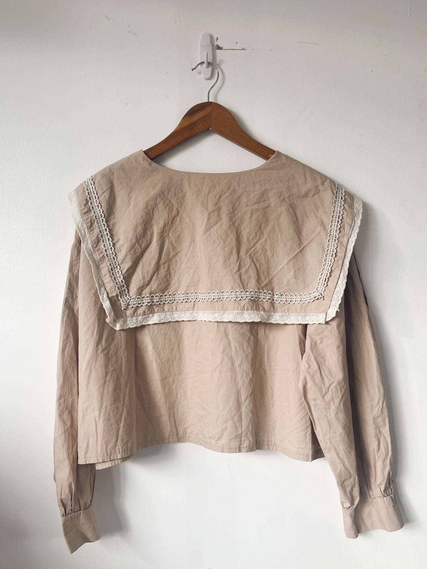 Big Collar Light Brown Long Sleeve Blouse