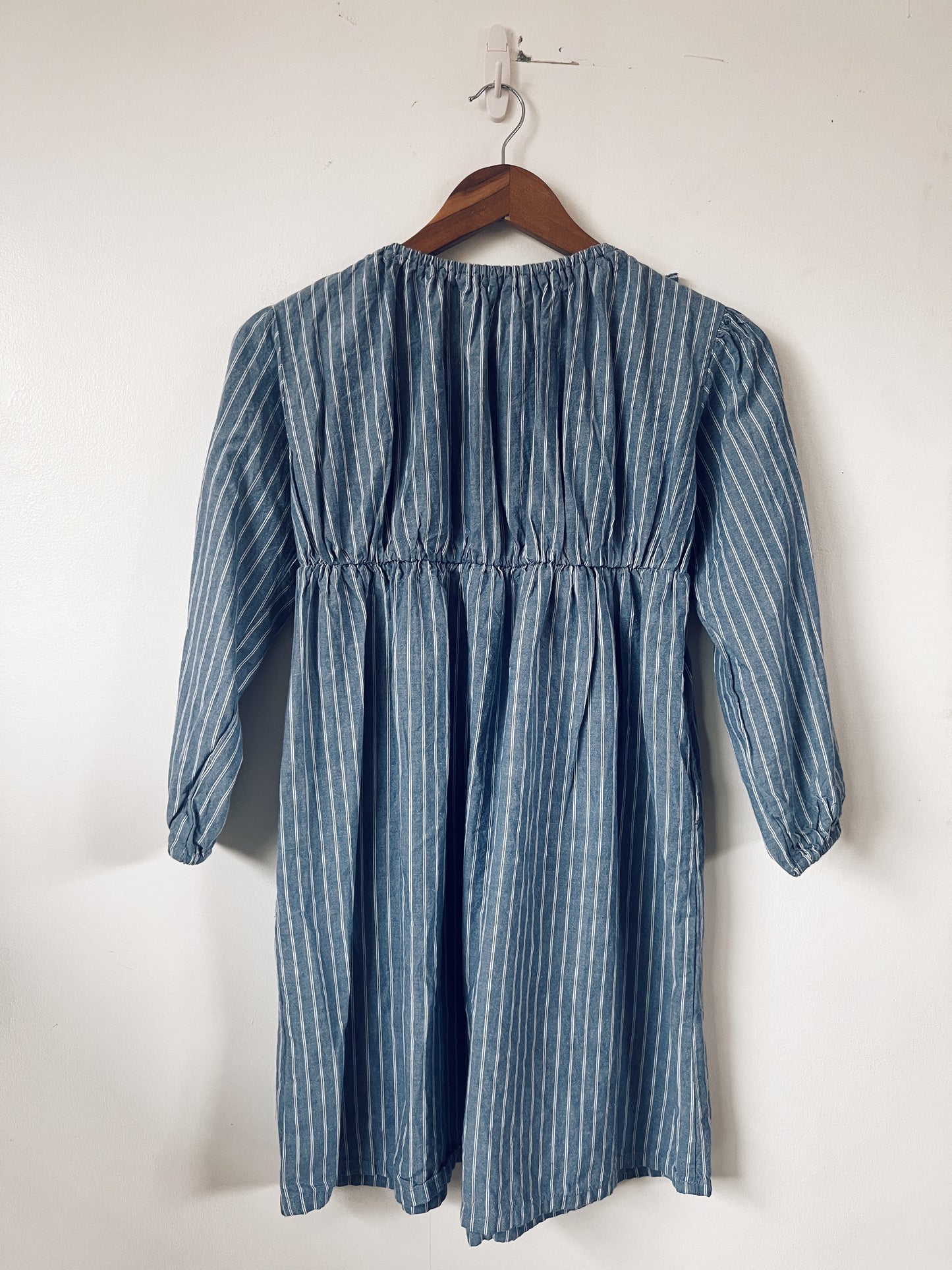 Blue and White Stripes Long Sleeve Dress