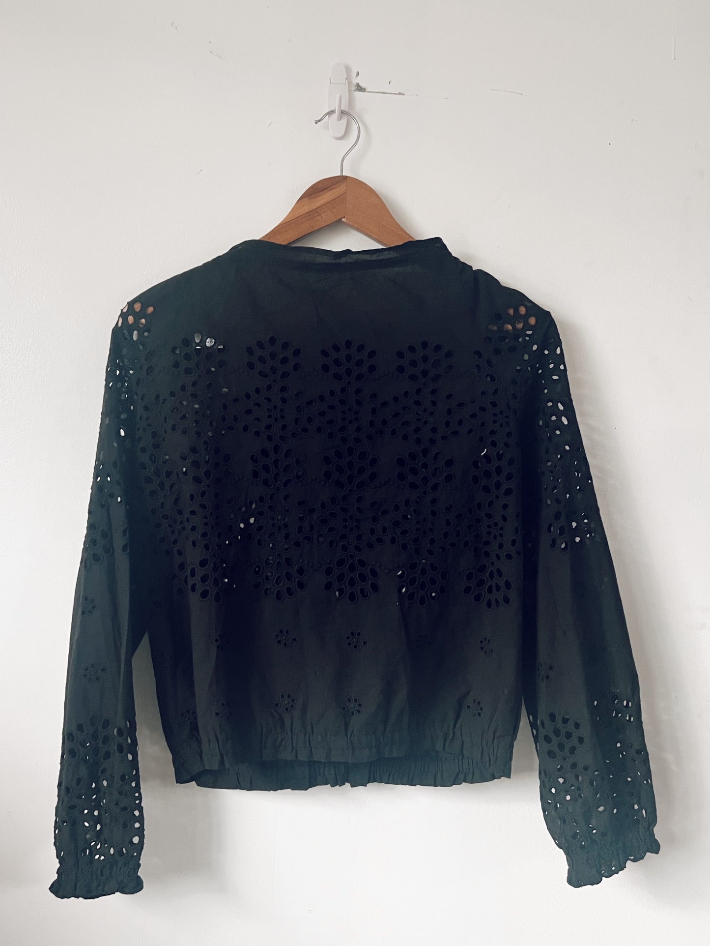 Black Eyelet Long Sleeve Blouse