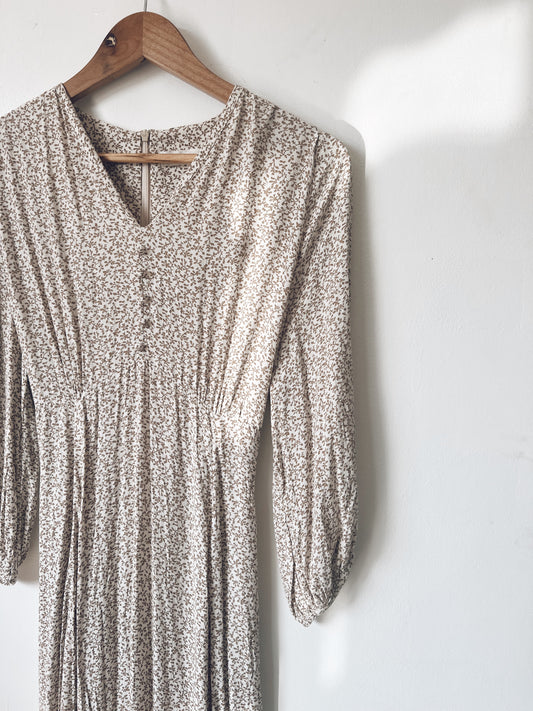 Light Brown Dress with Dainty Prints