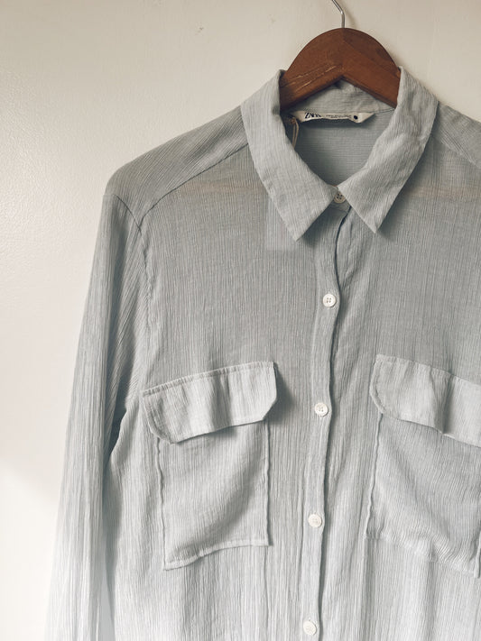 Sky Blue Long Sleeve Blouse