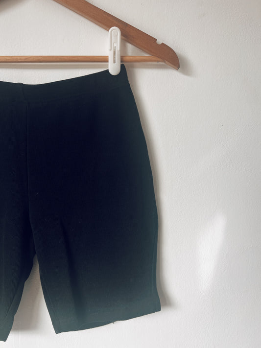 Black Ribbed Shorts