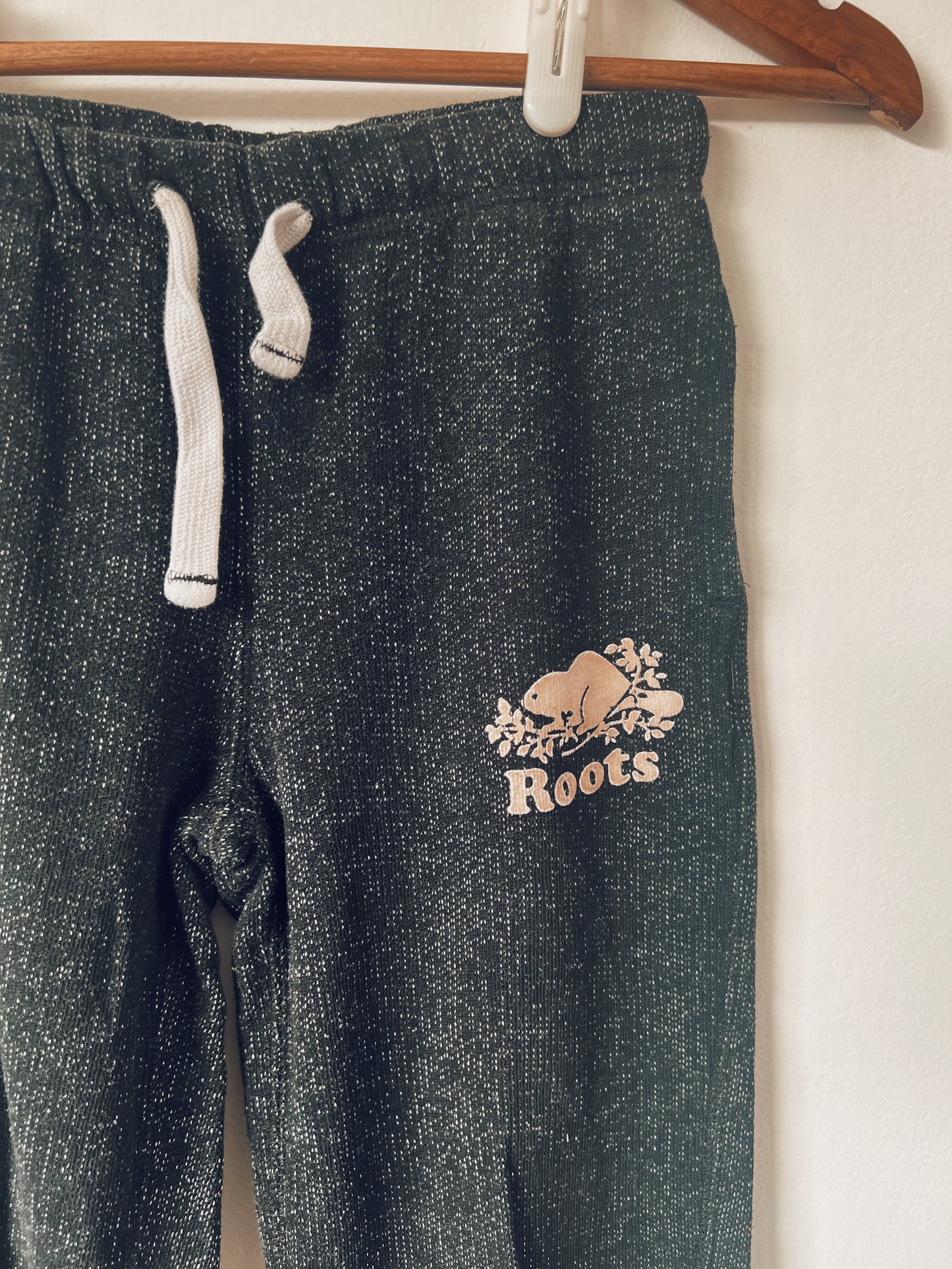 Classic Black Roots Sweatpants with White Drawstrings