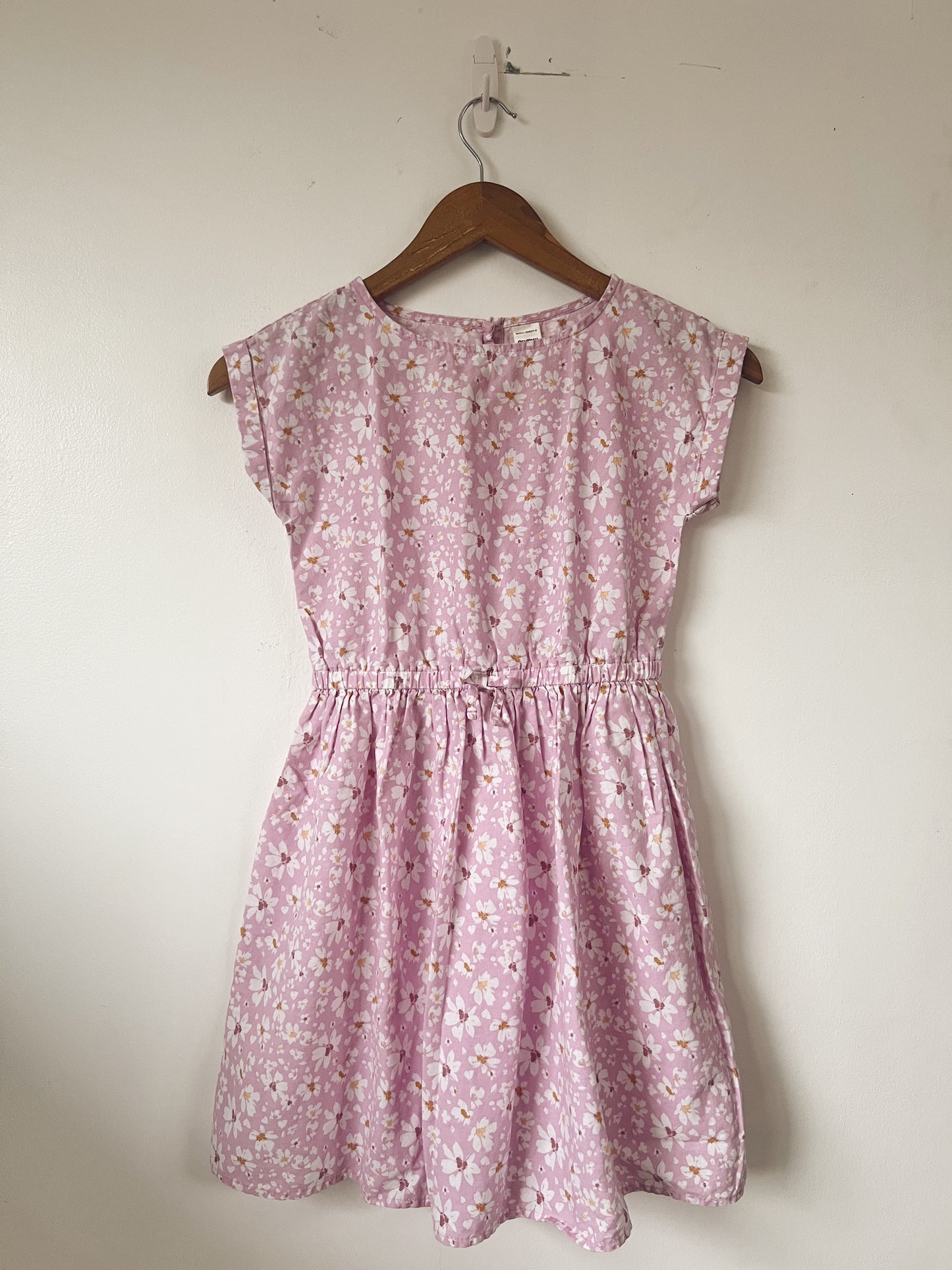 Pink with White Florals Short Sleeve Dress