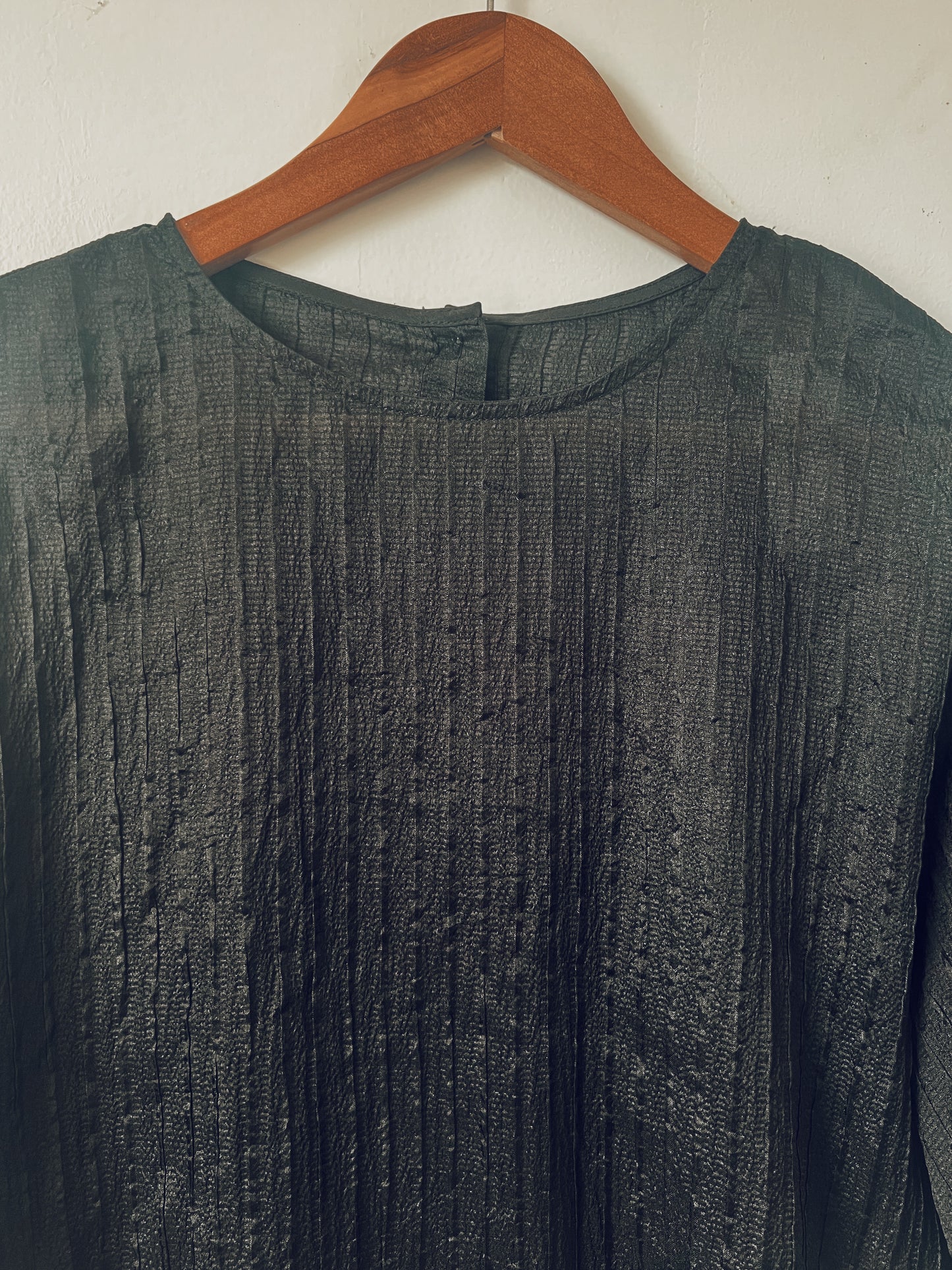 Black Blouse with Puffed Short Sleeves