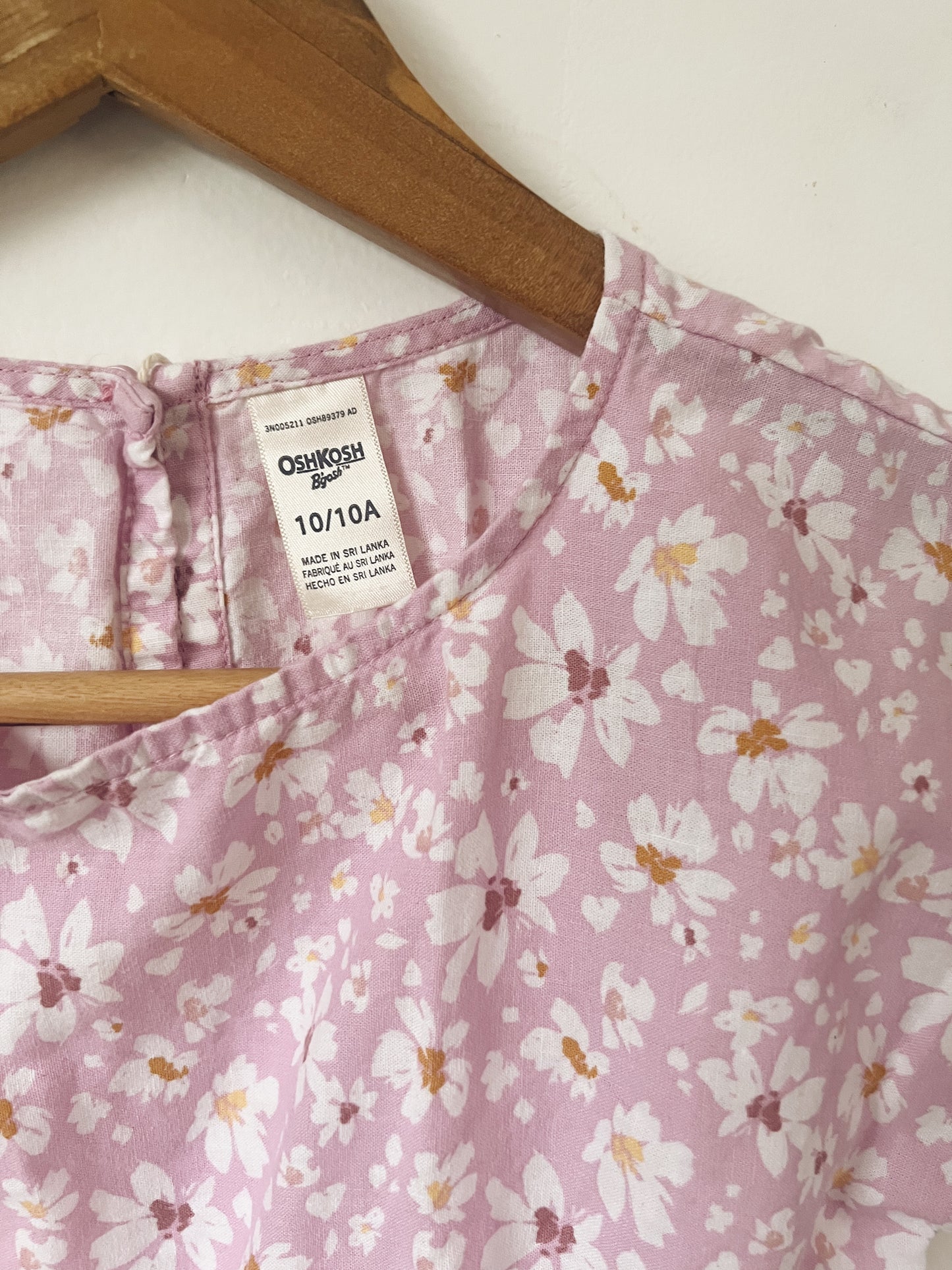 Pink with White Florals Short Sleeve Dress