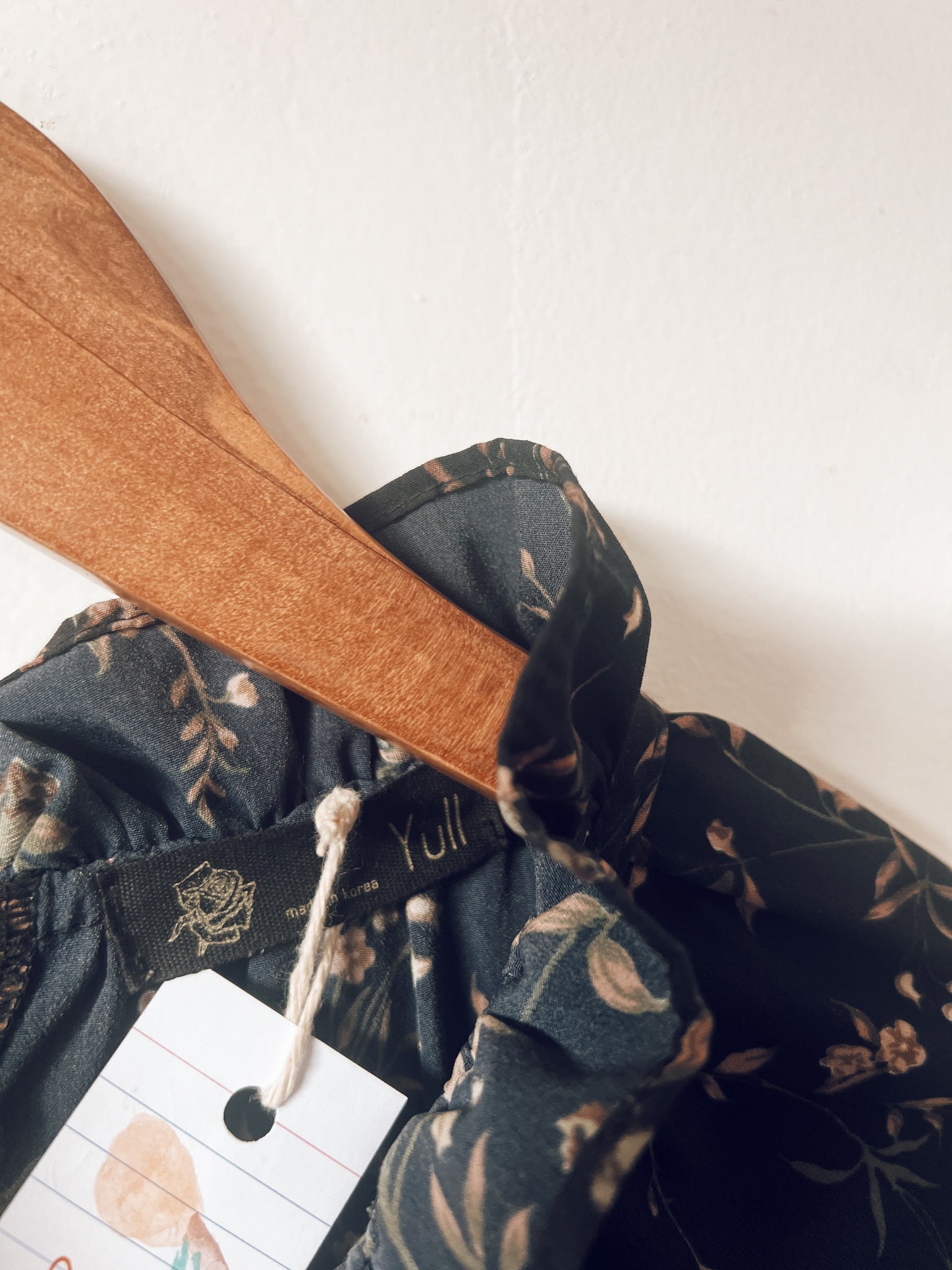 Black Floral with Ruffle Collar Long Sleeve Dress