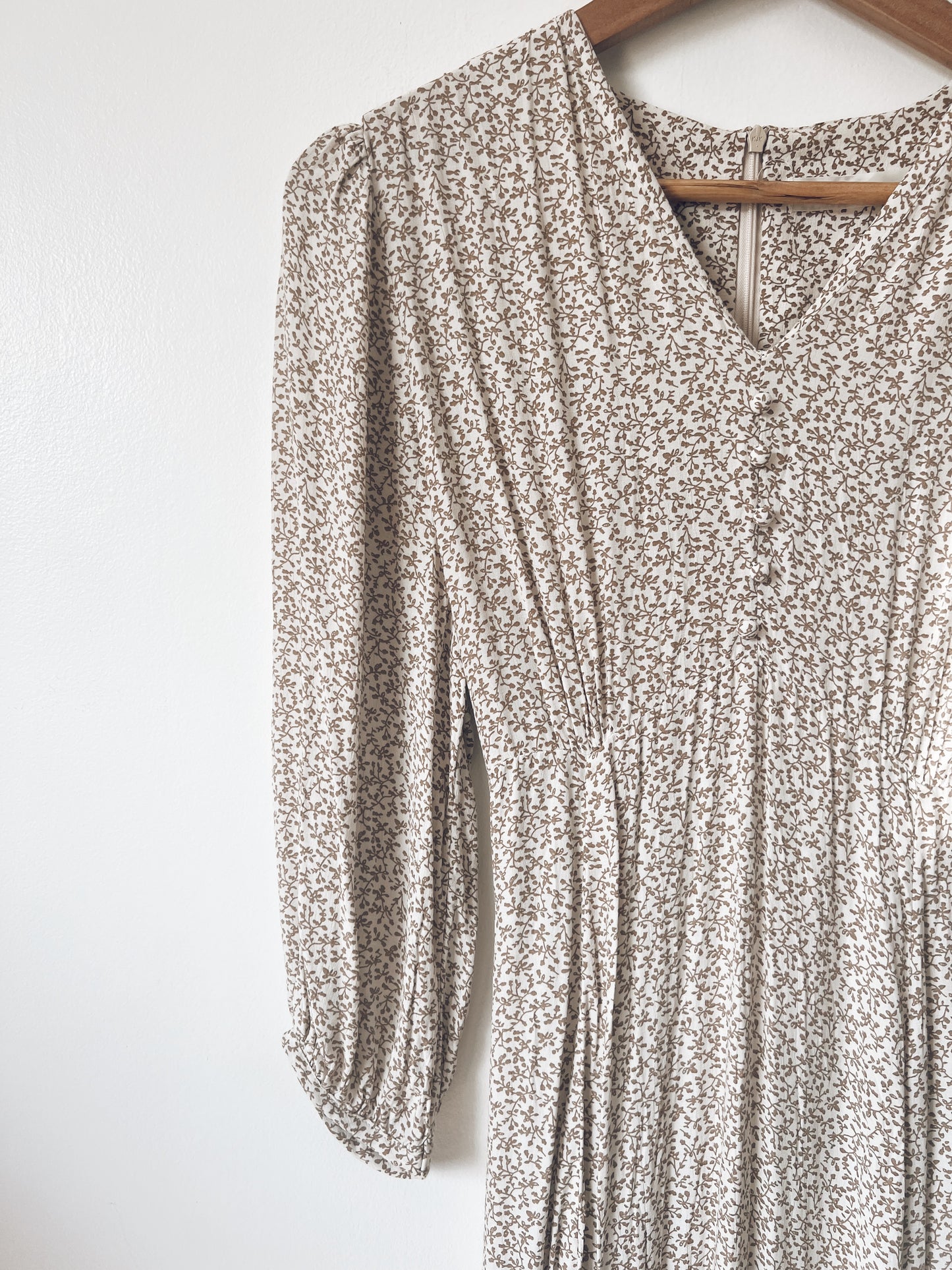 Light Brown Dress with Dainty Prints