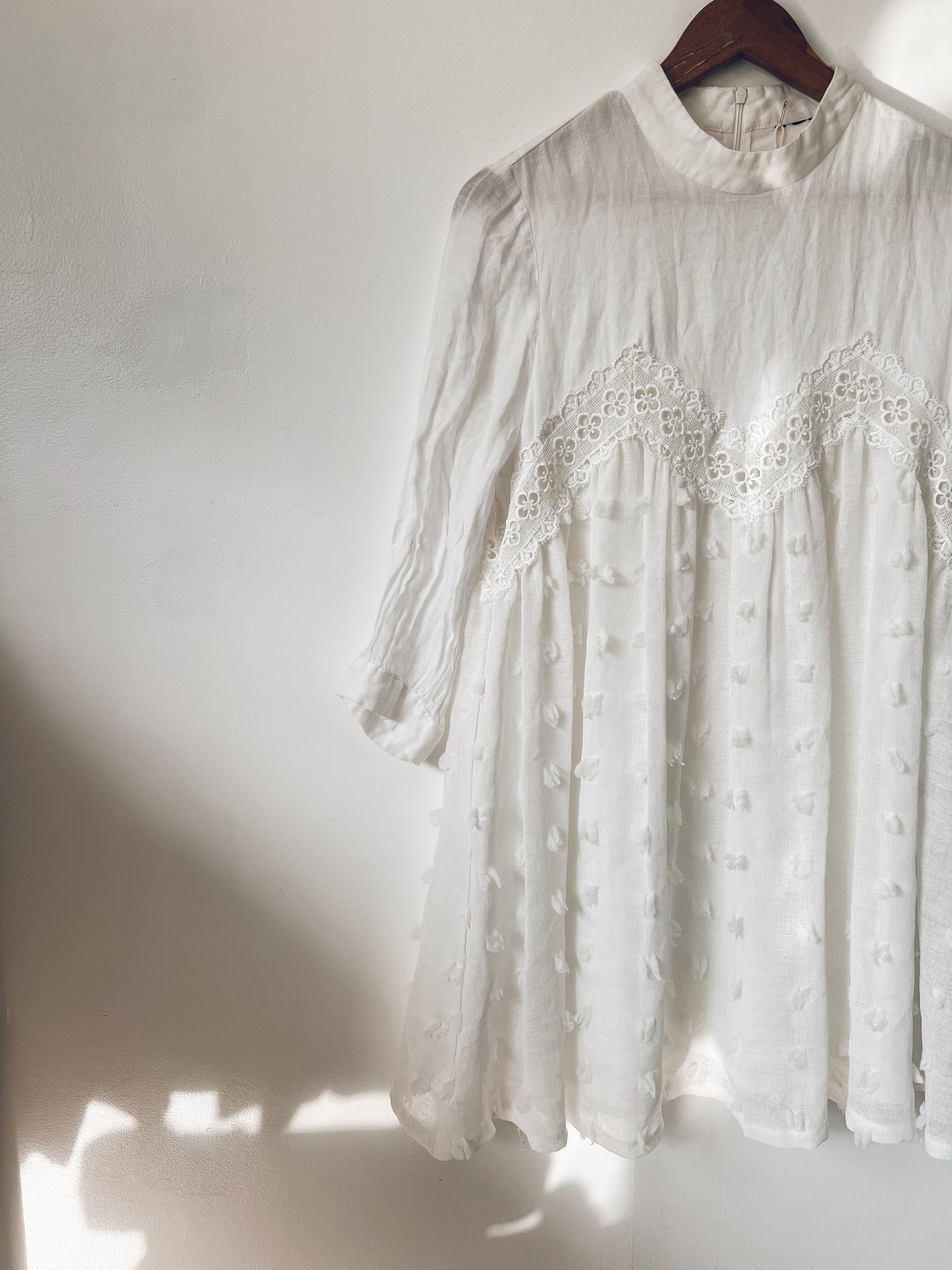 White Flowy Long Sleeve Dress