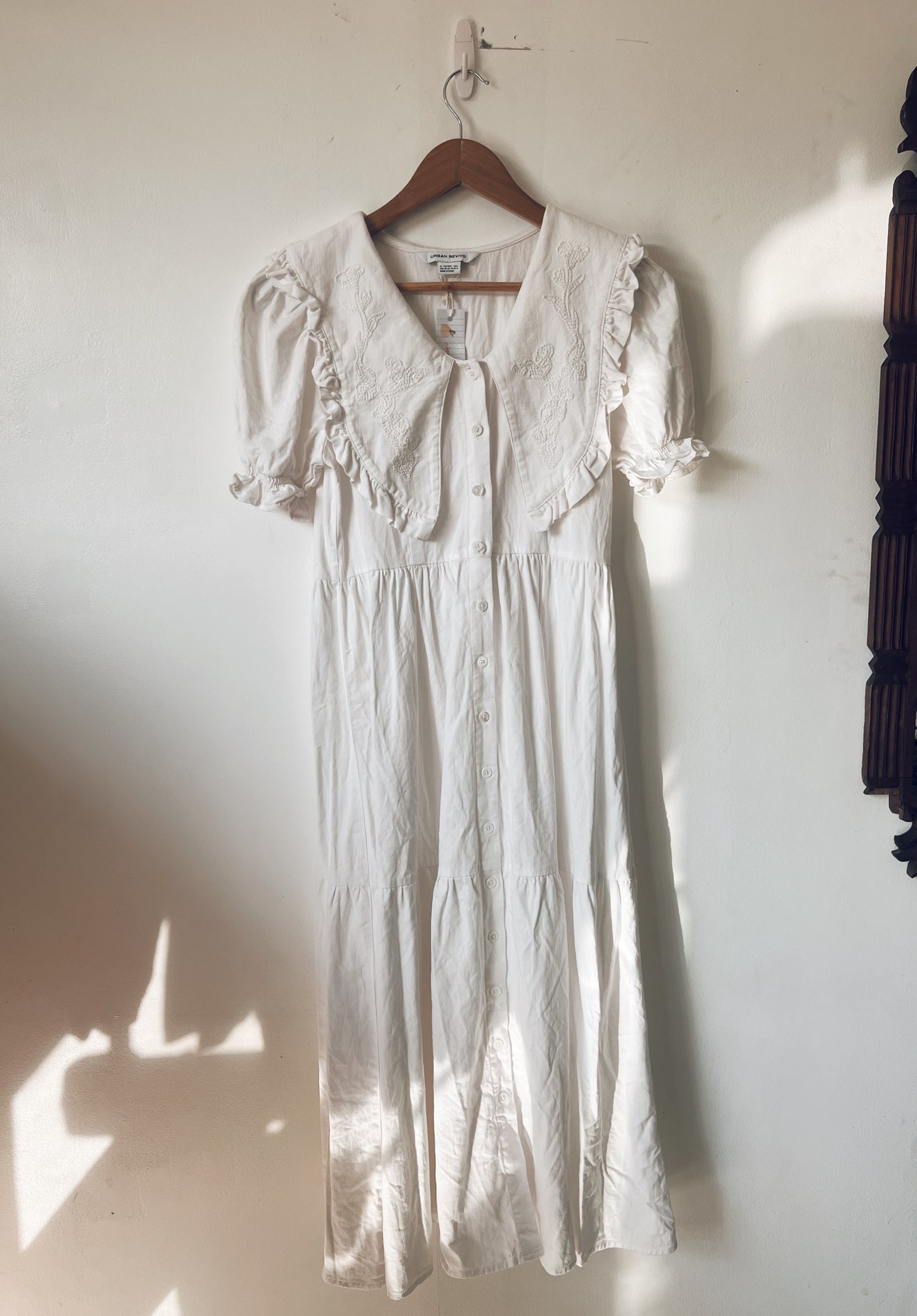 White Dress with Big Embroidered Collar