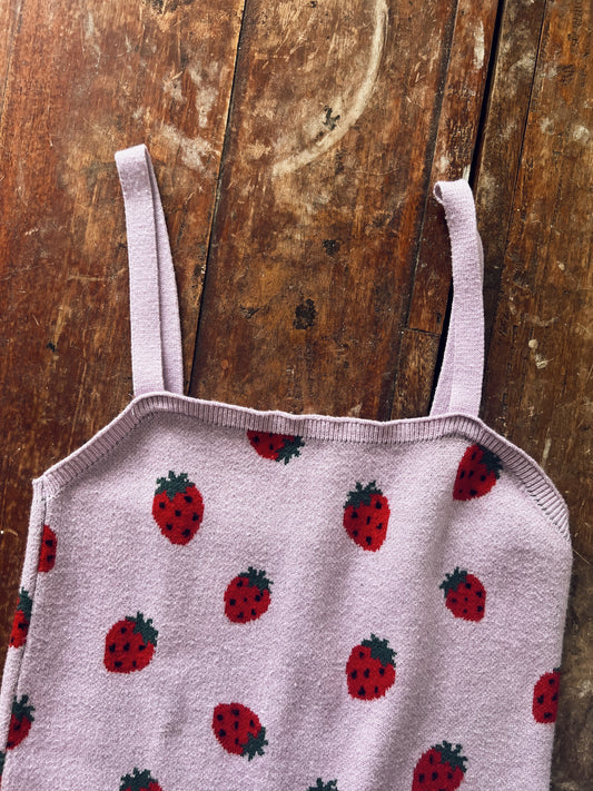 Strawberry Knit Strap Dress