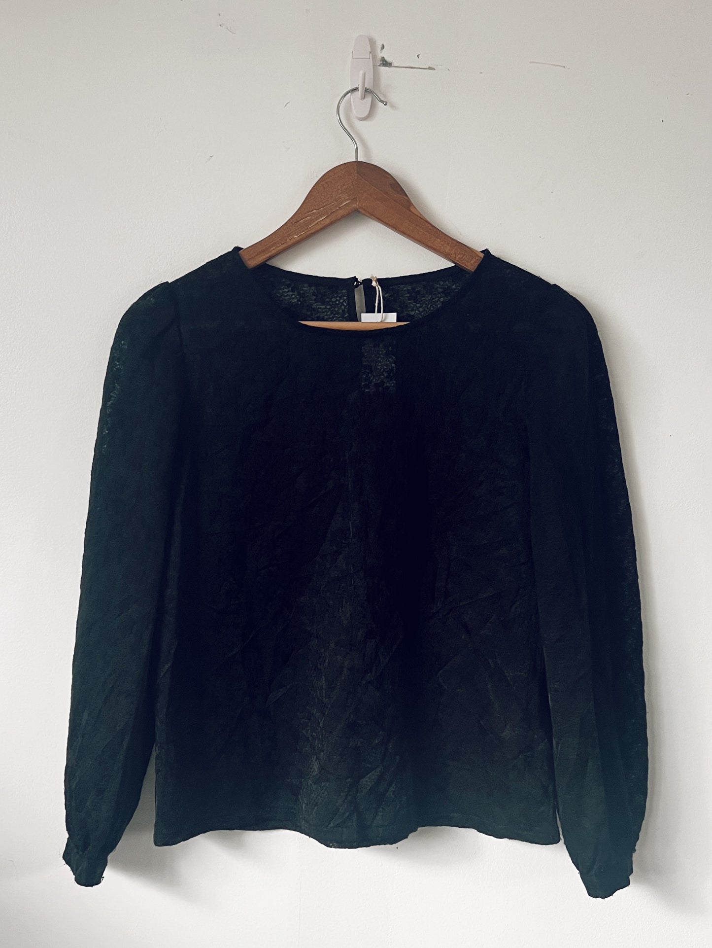 Tiny Florals Black Lace Long Sleeve Blouse