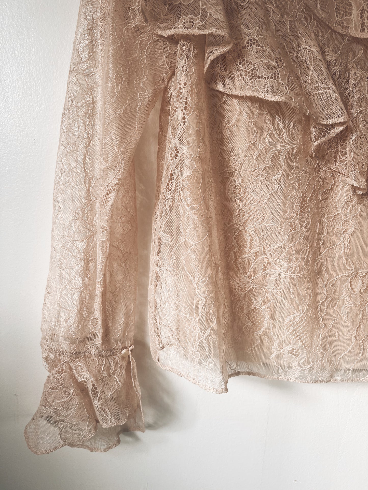 Nude Lace Long Sleeve Blouse