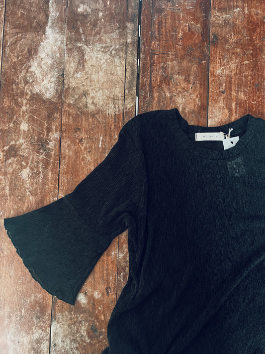 Black Blouse with Bell Sleeves