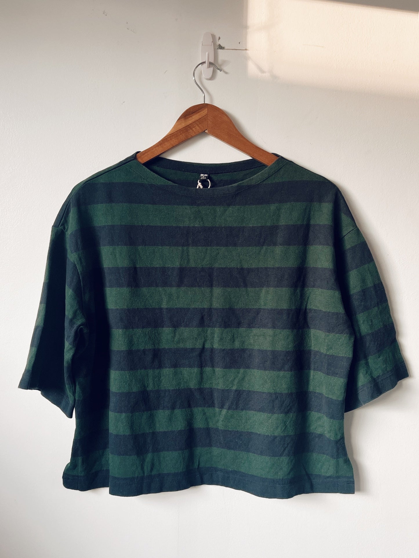 Blue and Green Stripes Boatneck Tshirt
