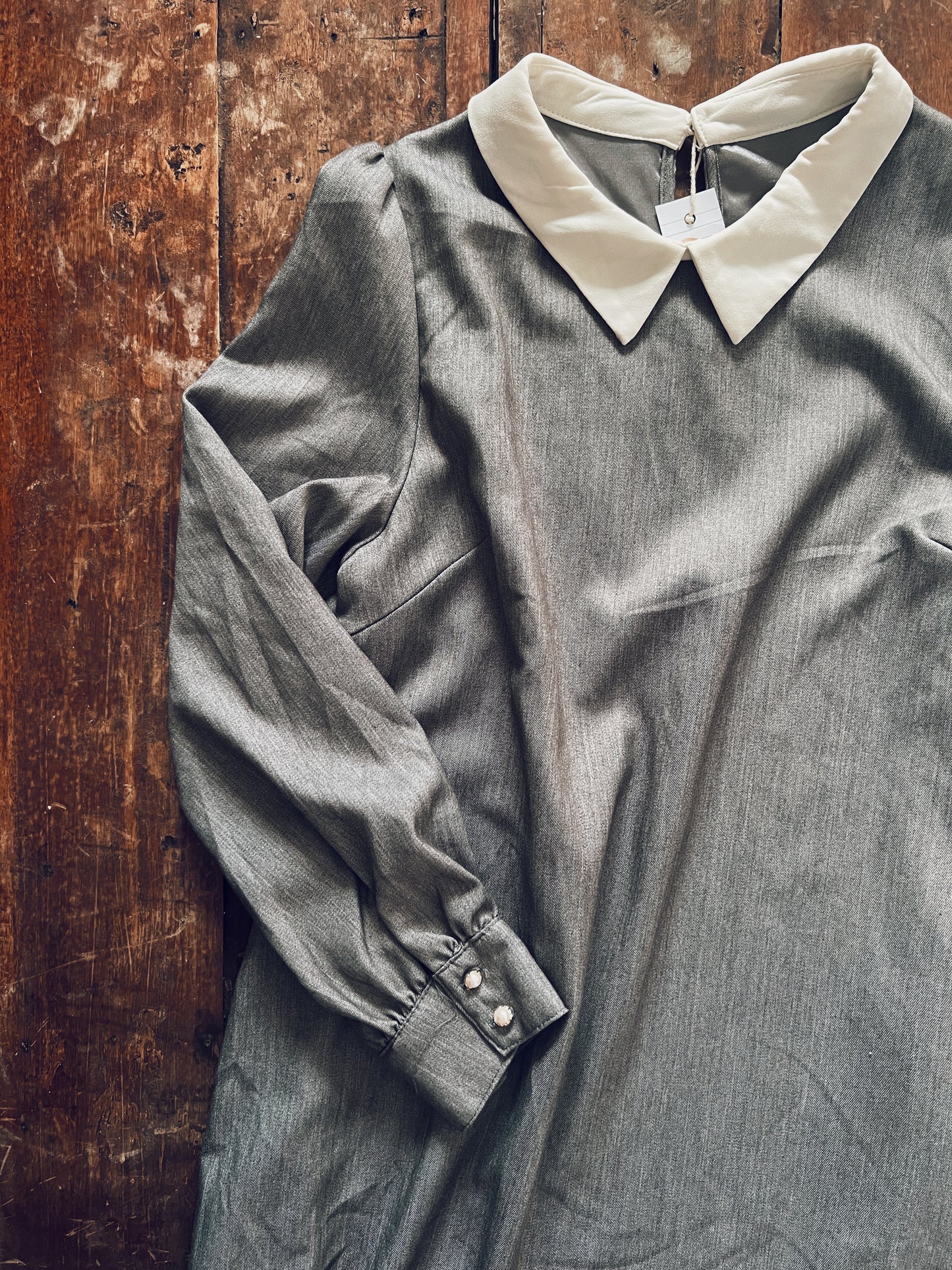 Grey Dress with White Collar