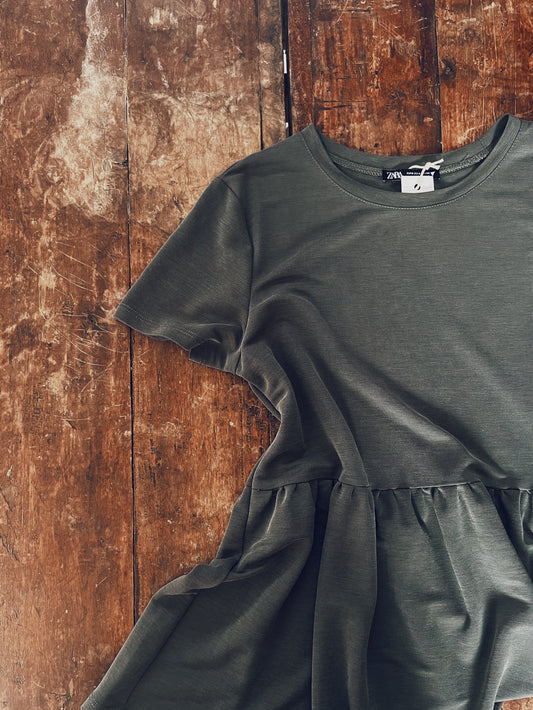 Dark Grey Short Sleeve Tshirt Top