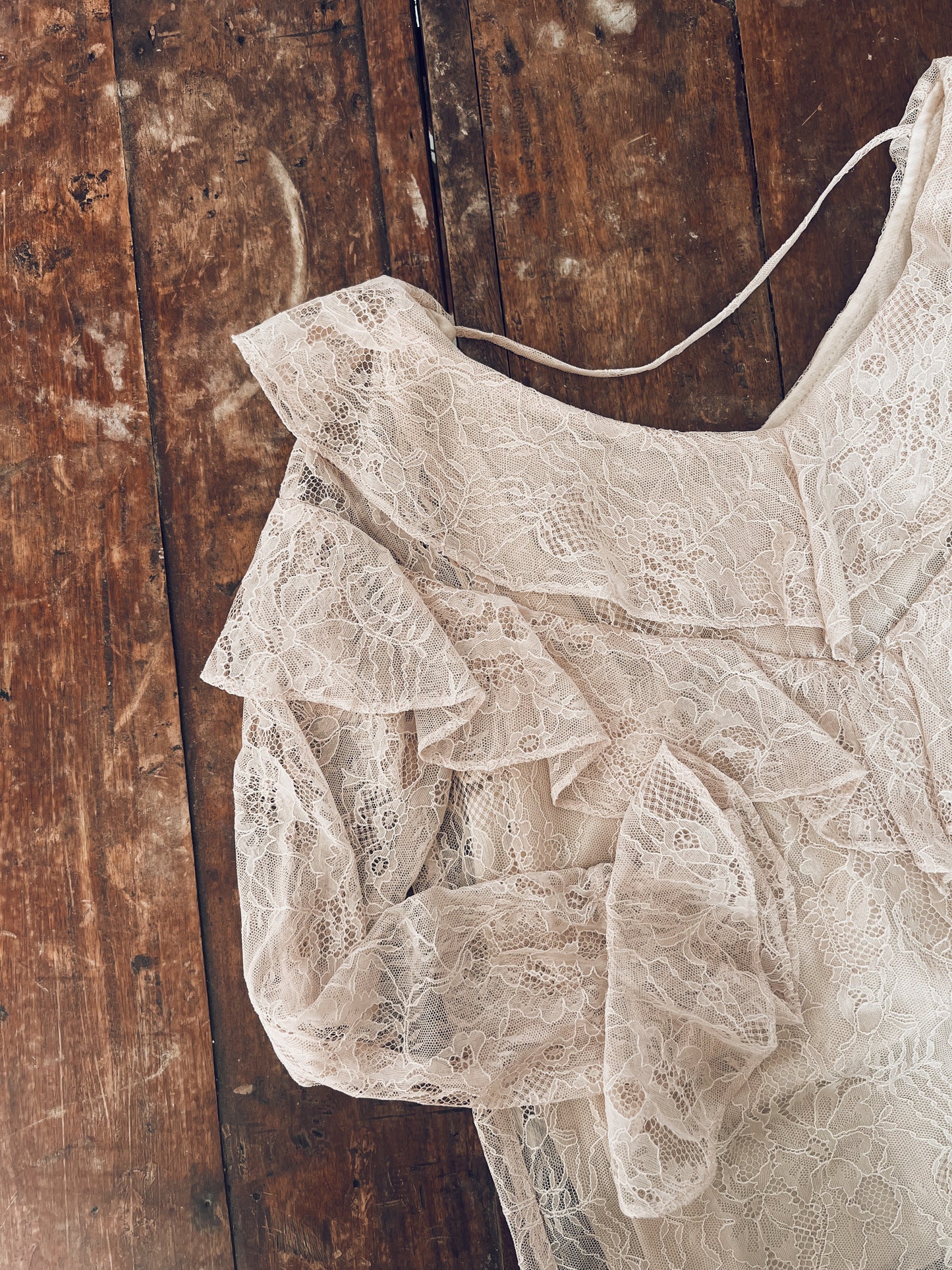 Nude Lace Long Sleeve Blouse