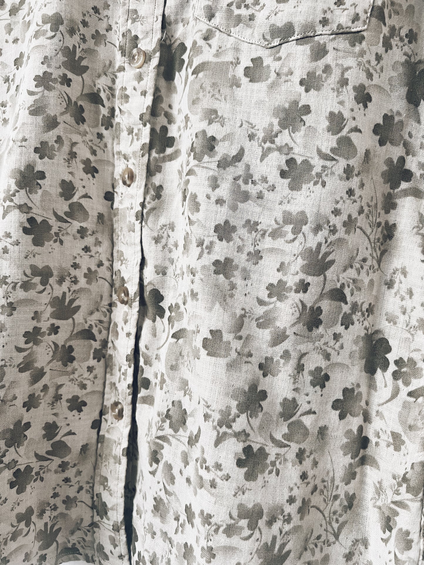 Floral Brown/Muted Green Long Sleeve Blouse