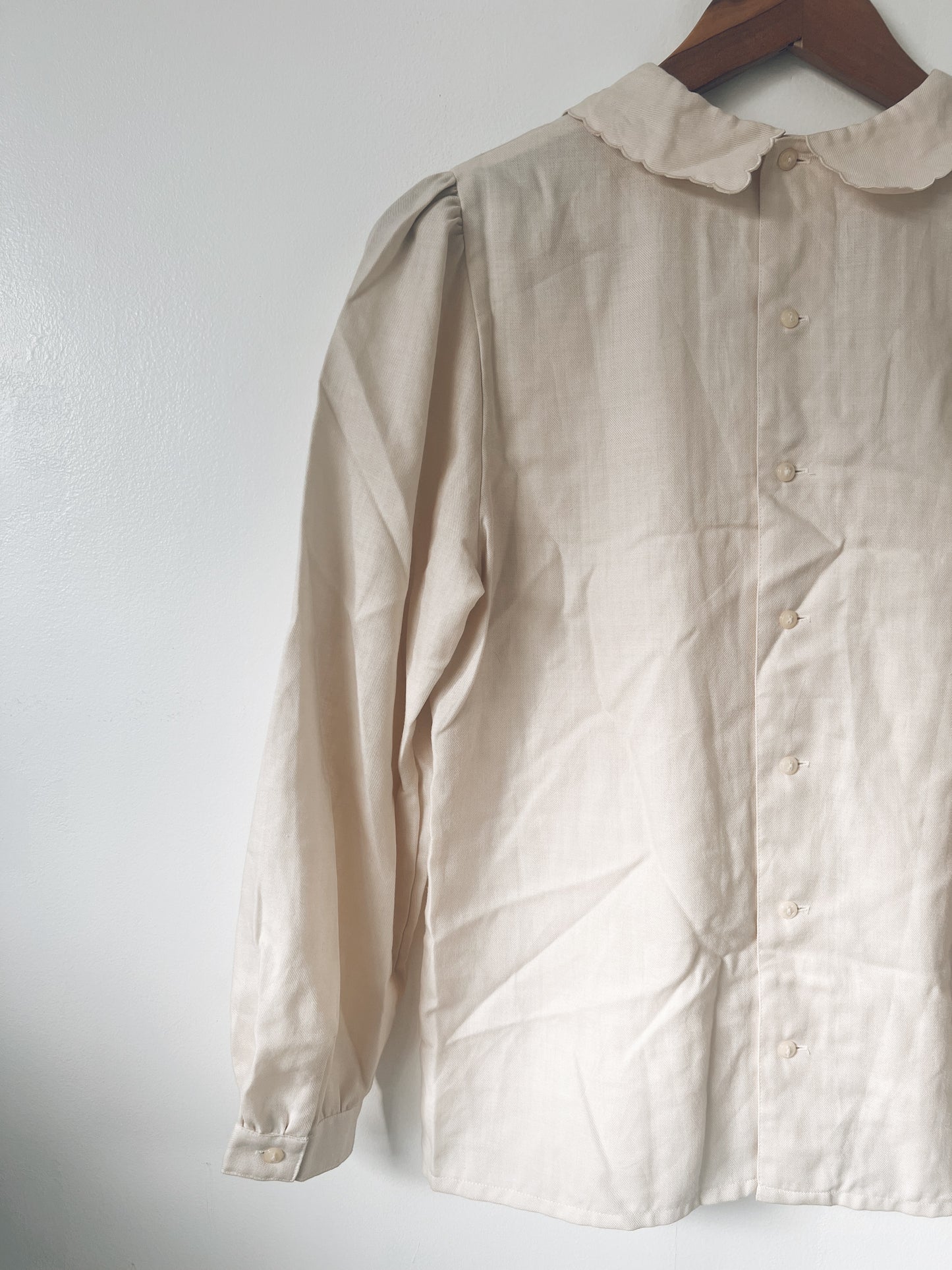 Ribbon Collar Light Brown Long Sleeve Blouse