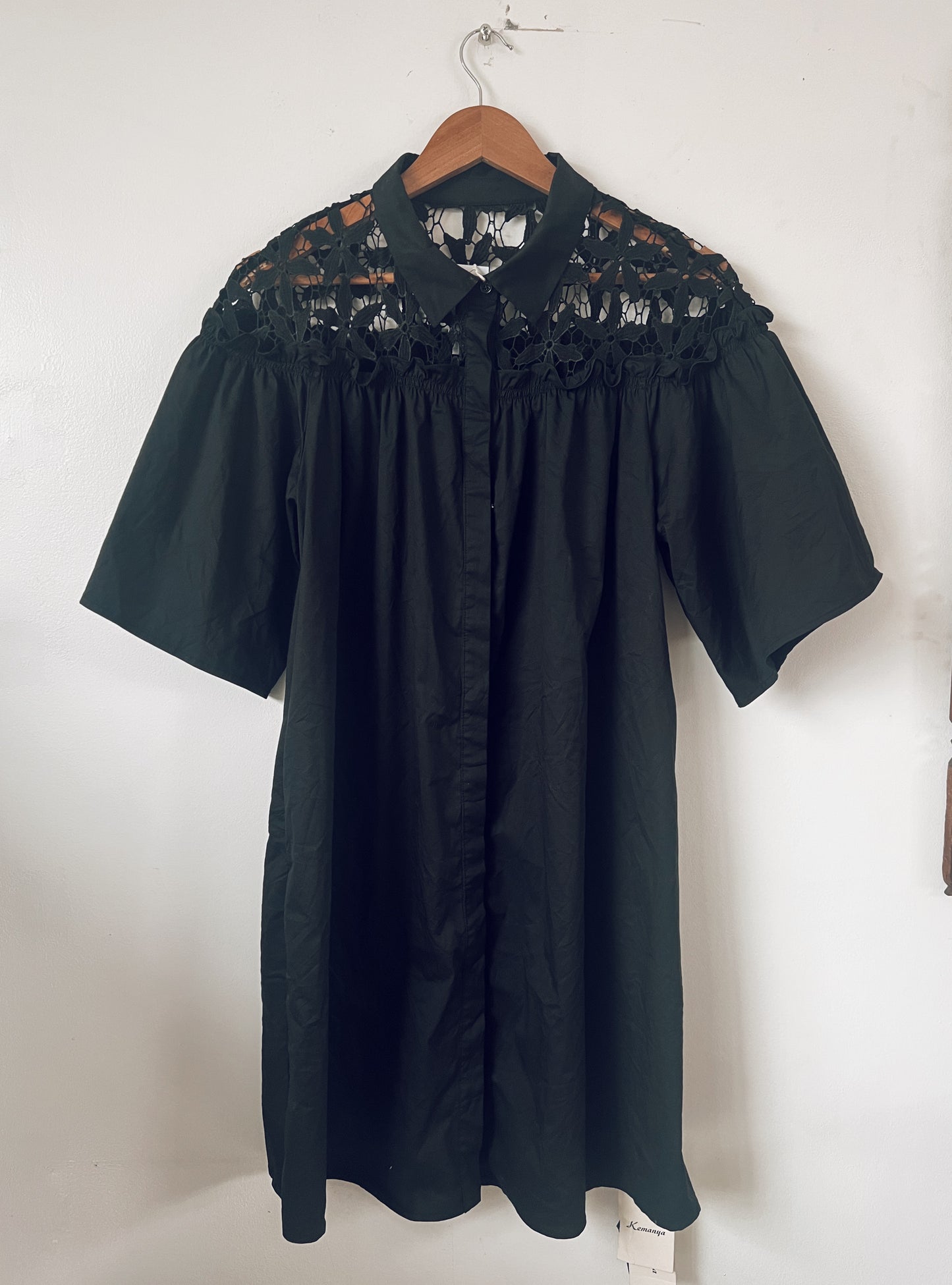 Black Dress with Lace Design