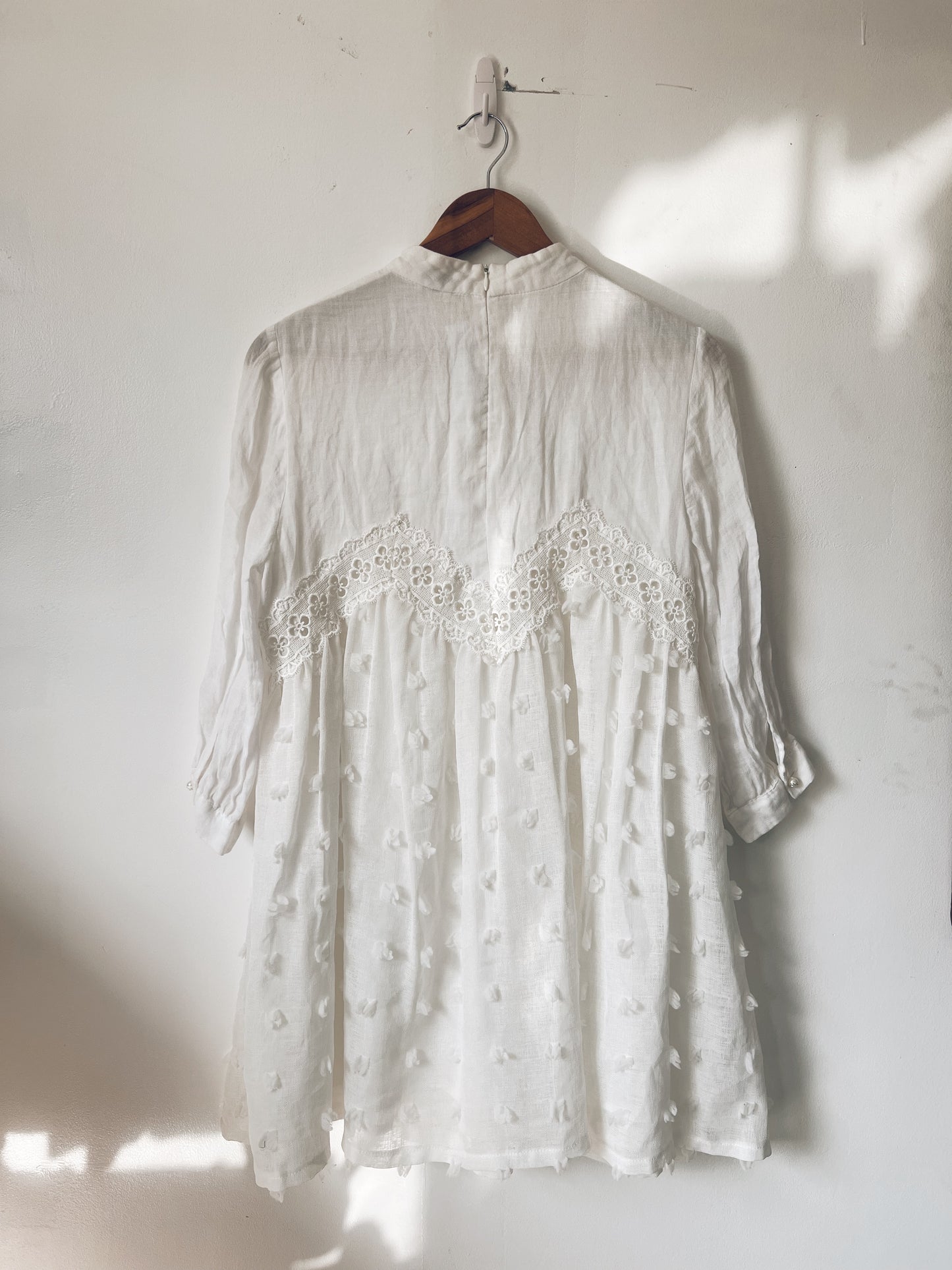 White Flowy Long Sleeve Dress