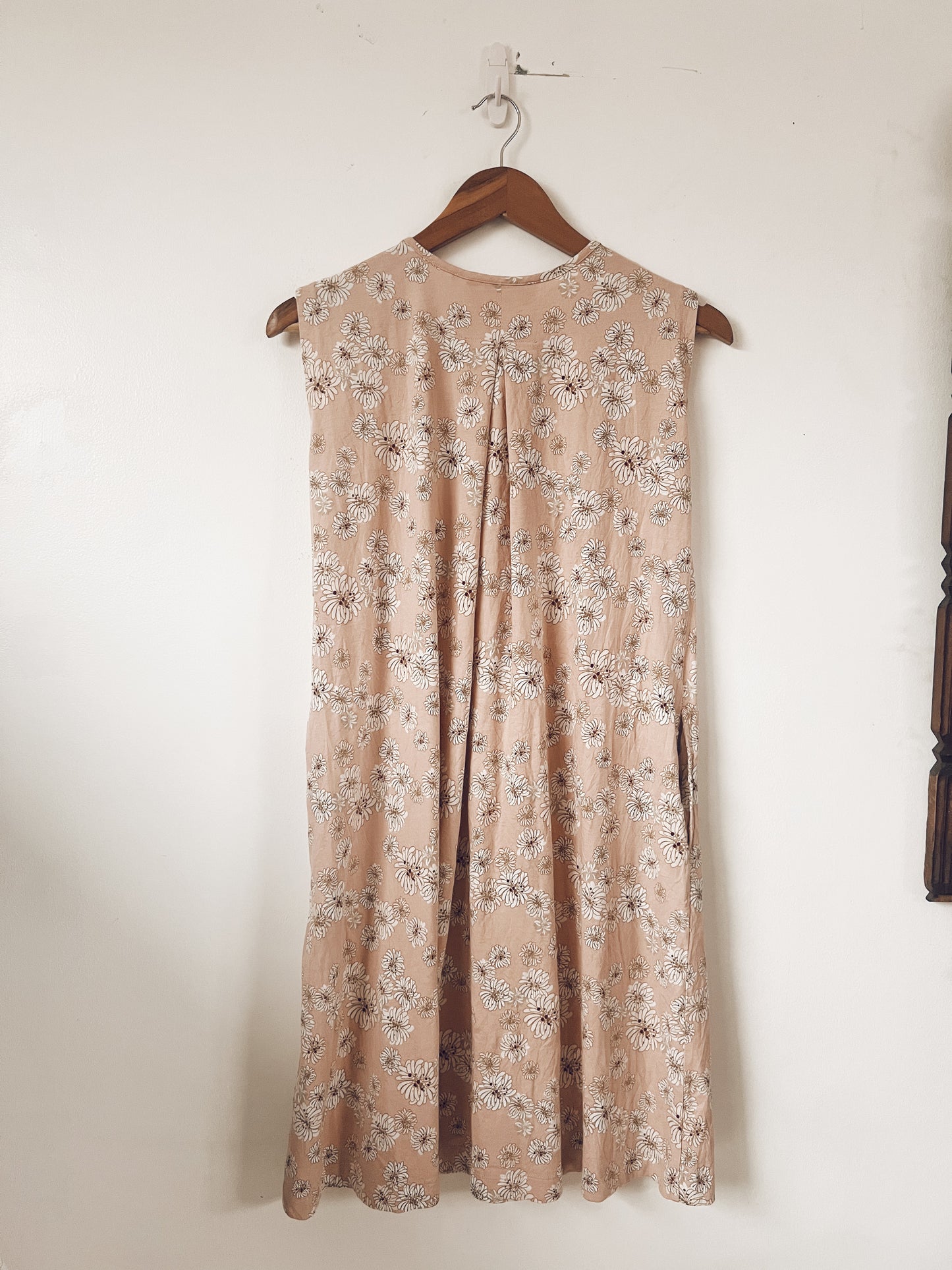 Peach Floral Sleeveless Dress