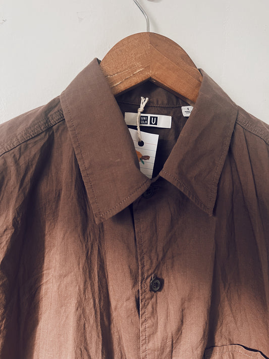 Brown Oversized Long Sleeve Blouse