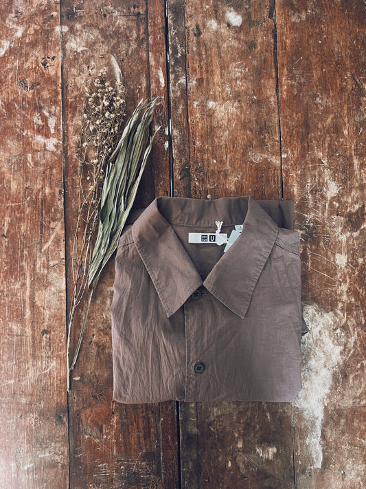 Brown Oversized Long Sleeve Blouse