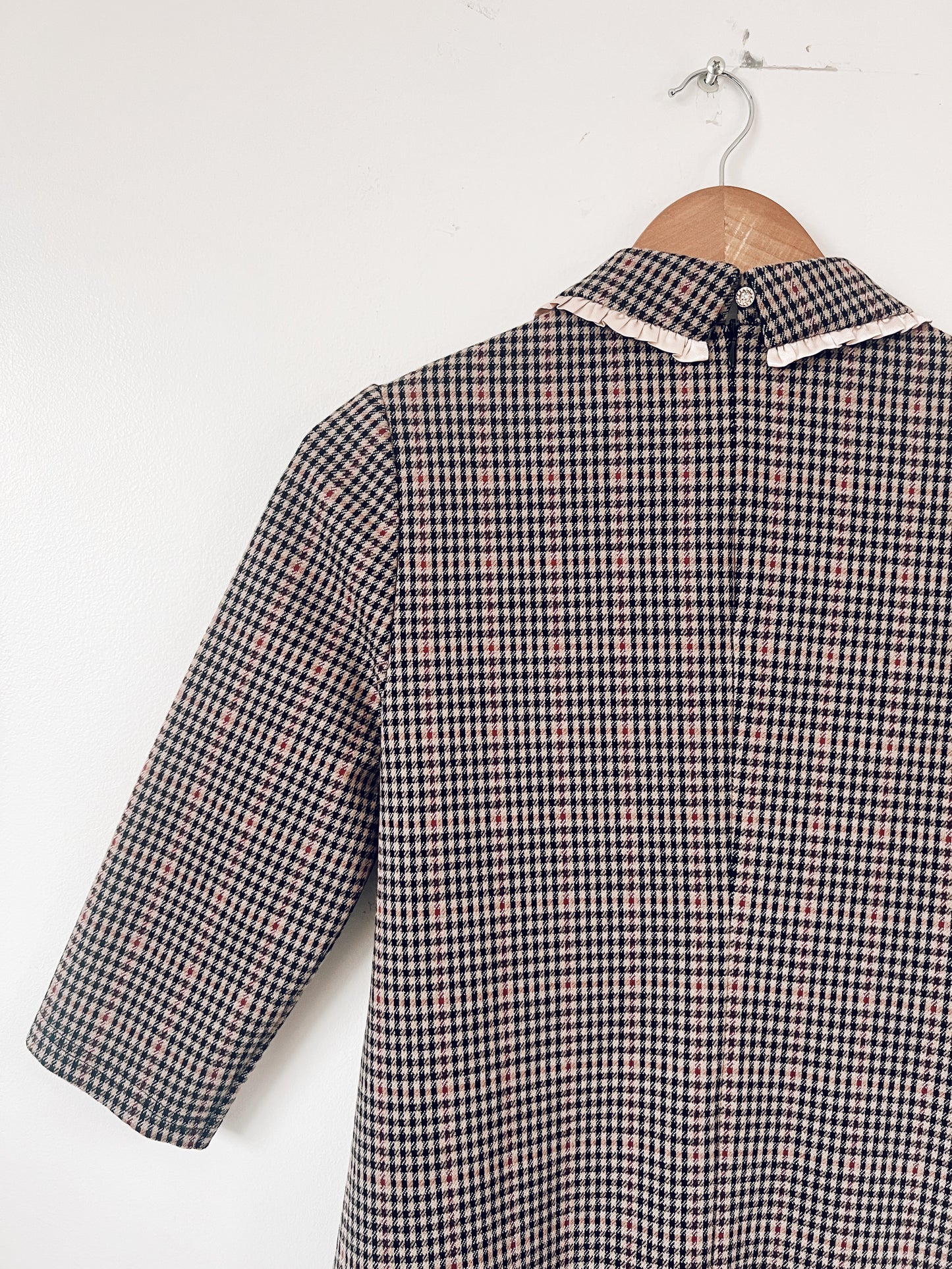 Houndstooth Pattern Dress with Cute Collar