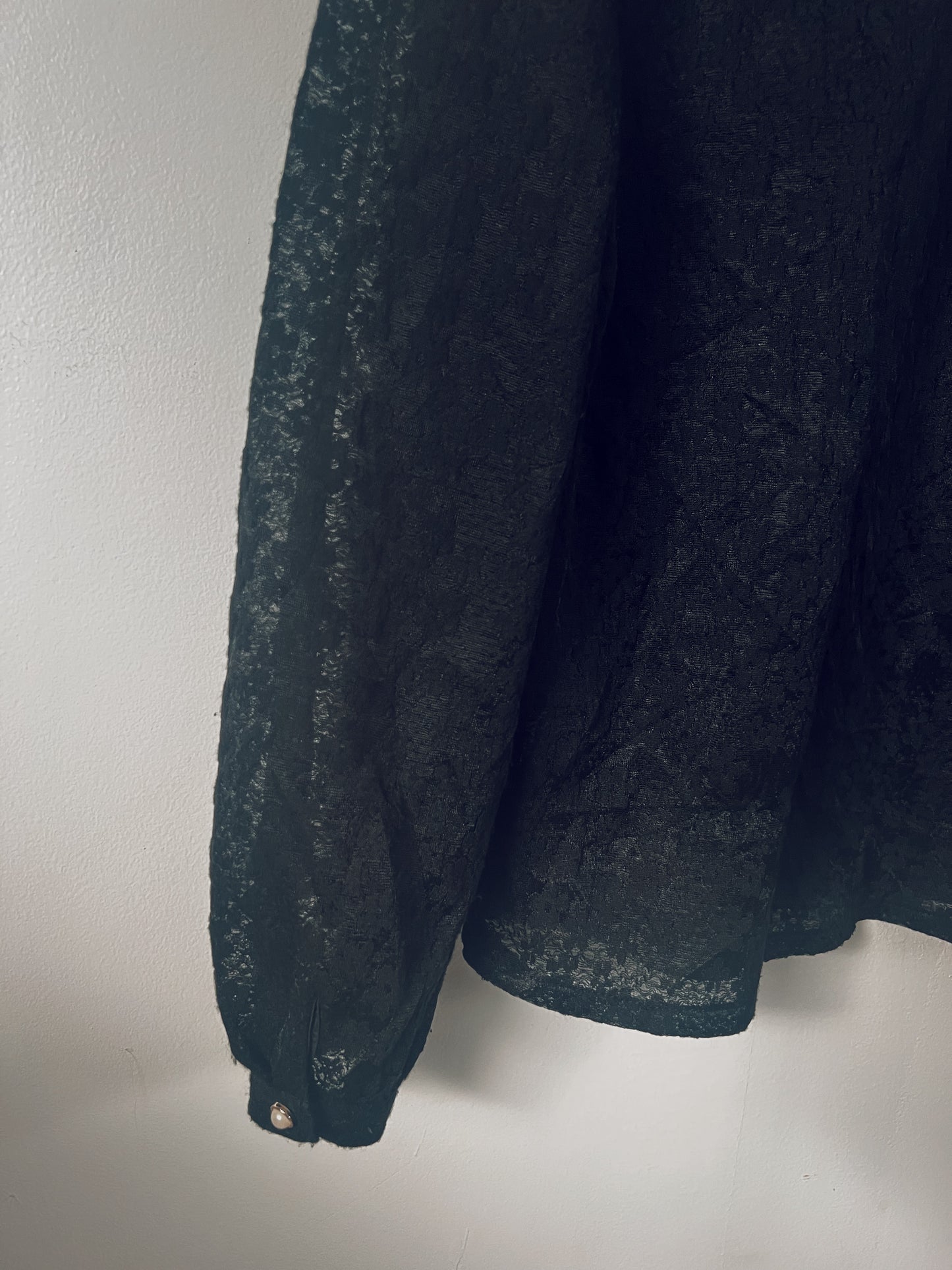 Tiny Florals Black Lace Long Sleeve Blouse