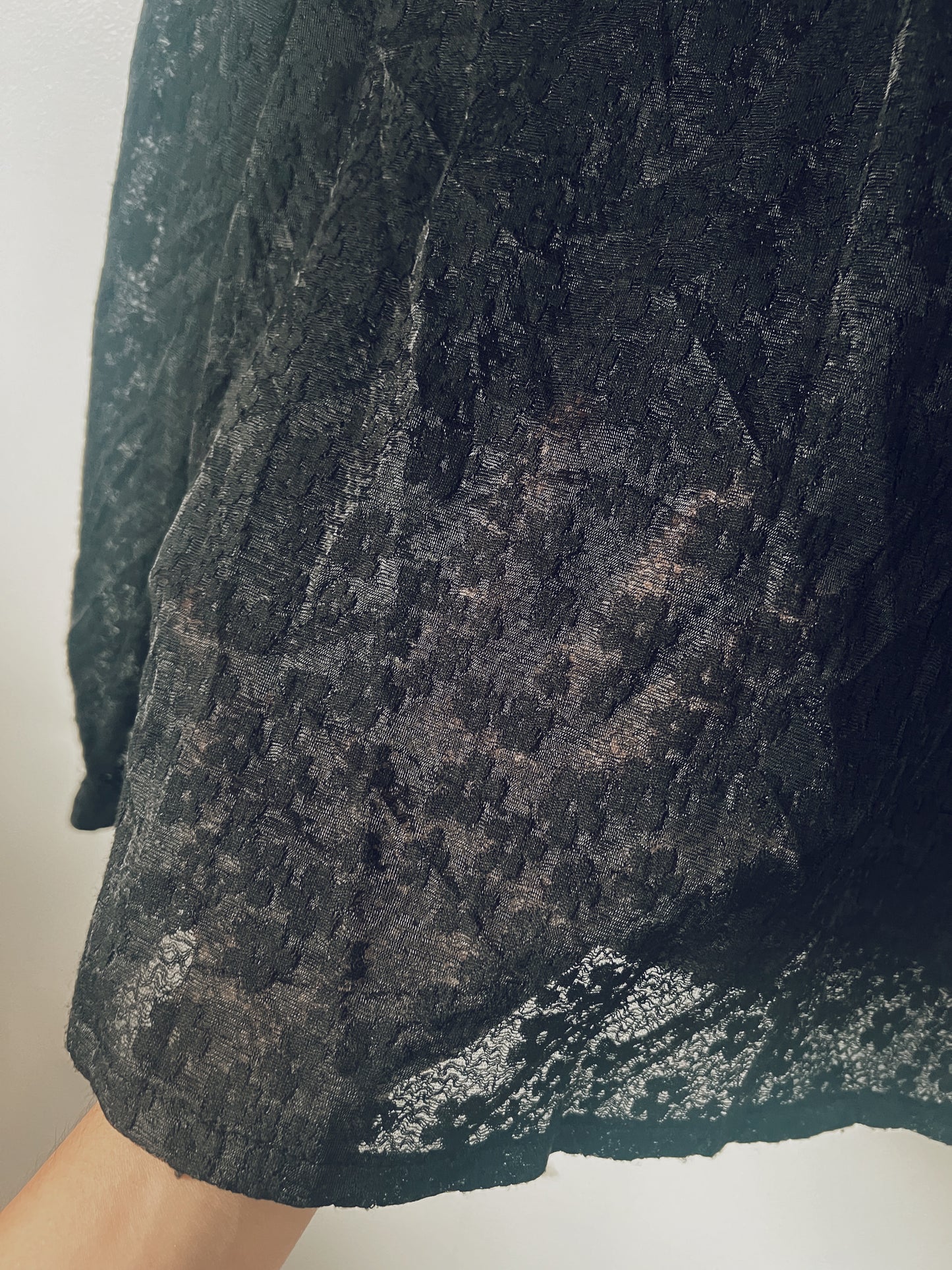 Tiny Florals Black Lace Long Sleeve Blouse