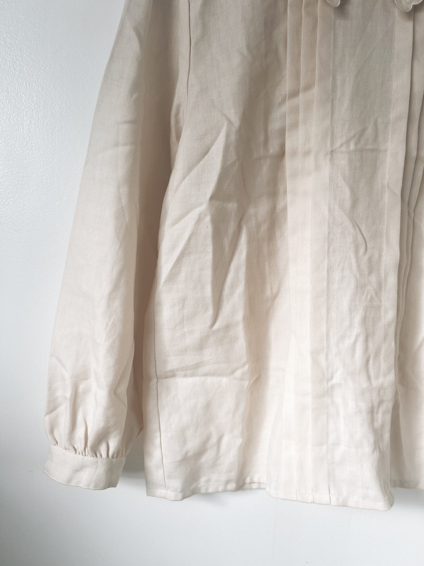 Ribbon Collar Light Brown Long Sleeve Blouse