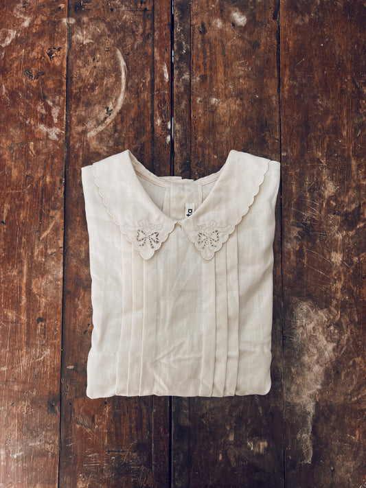 Ribbon Collar Light Brown Long Sleeve Blouse