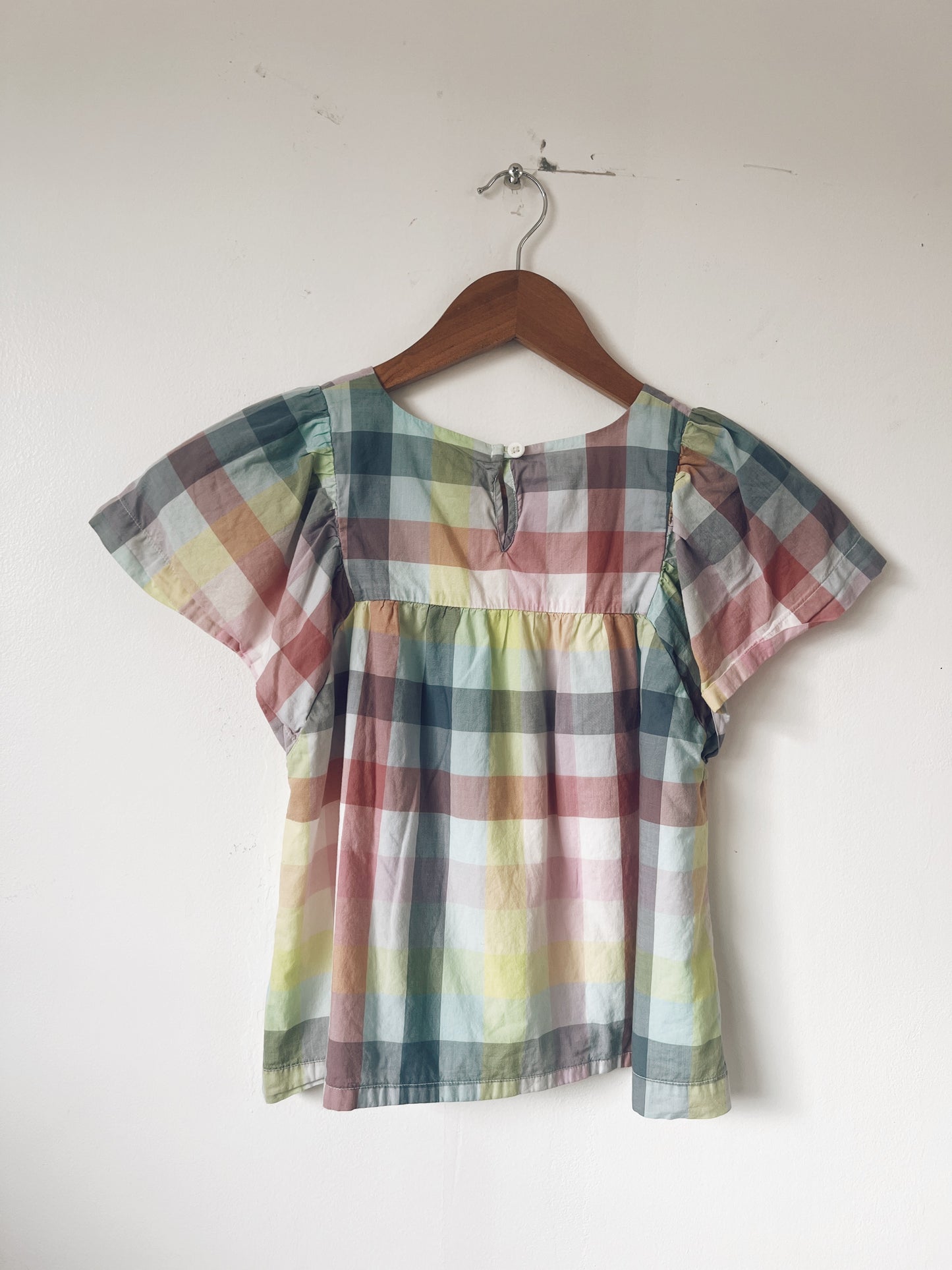 Pastel Checkered Short Sleeve Blouse