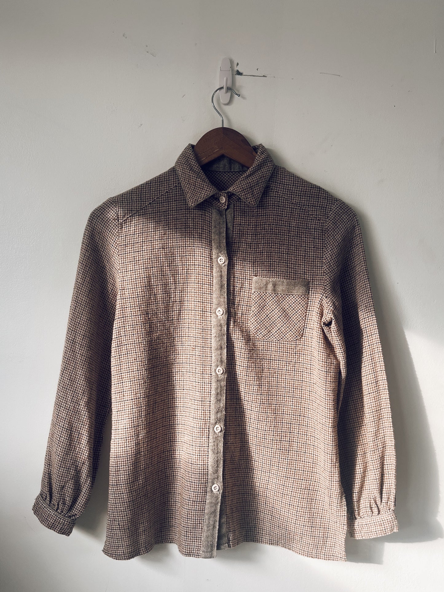 Brown Light Tweed Long Sleeve Blouse