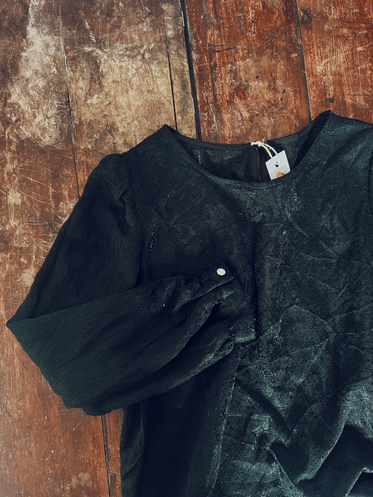 Tiny Florals Black Lace Long Sleeve Blouse