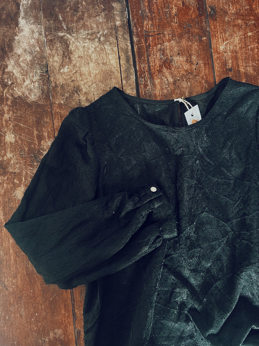 Tiny Florals Black Lace Long Sleeve Blouse