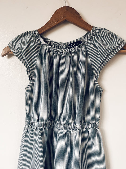 Blue and White Stripes Sleeveless Dress