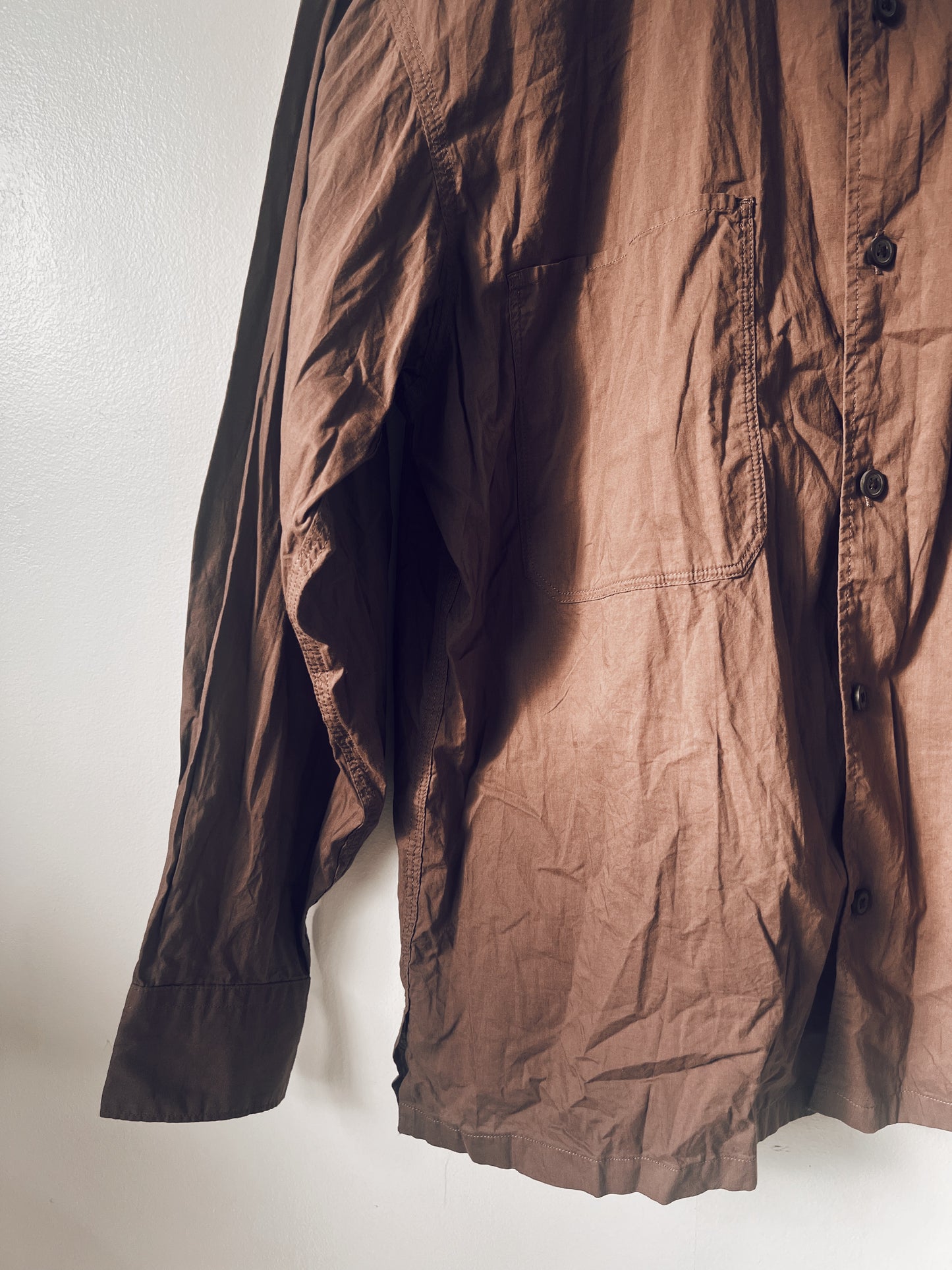 Brown Oversized Long Sleeve Blouse