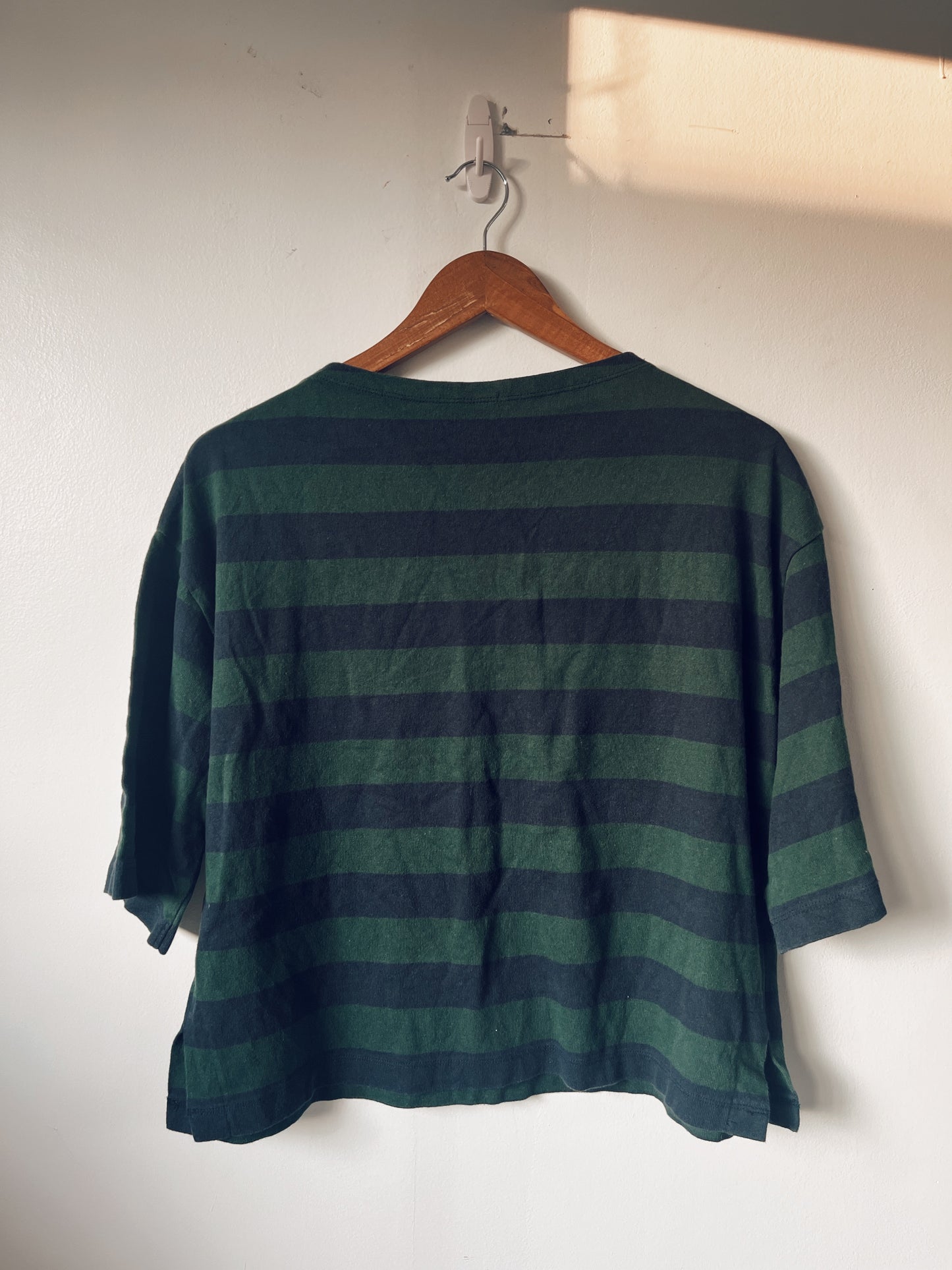 Blue and Green Stripes Boatneck Tshirt