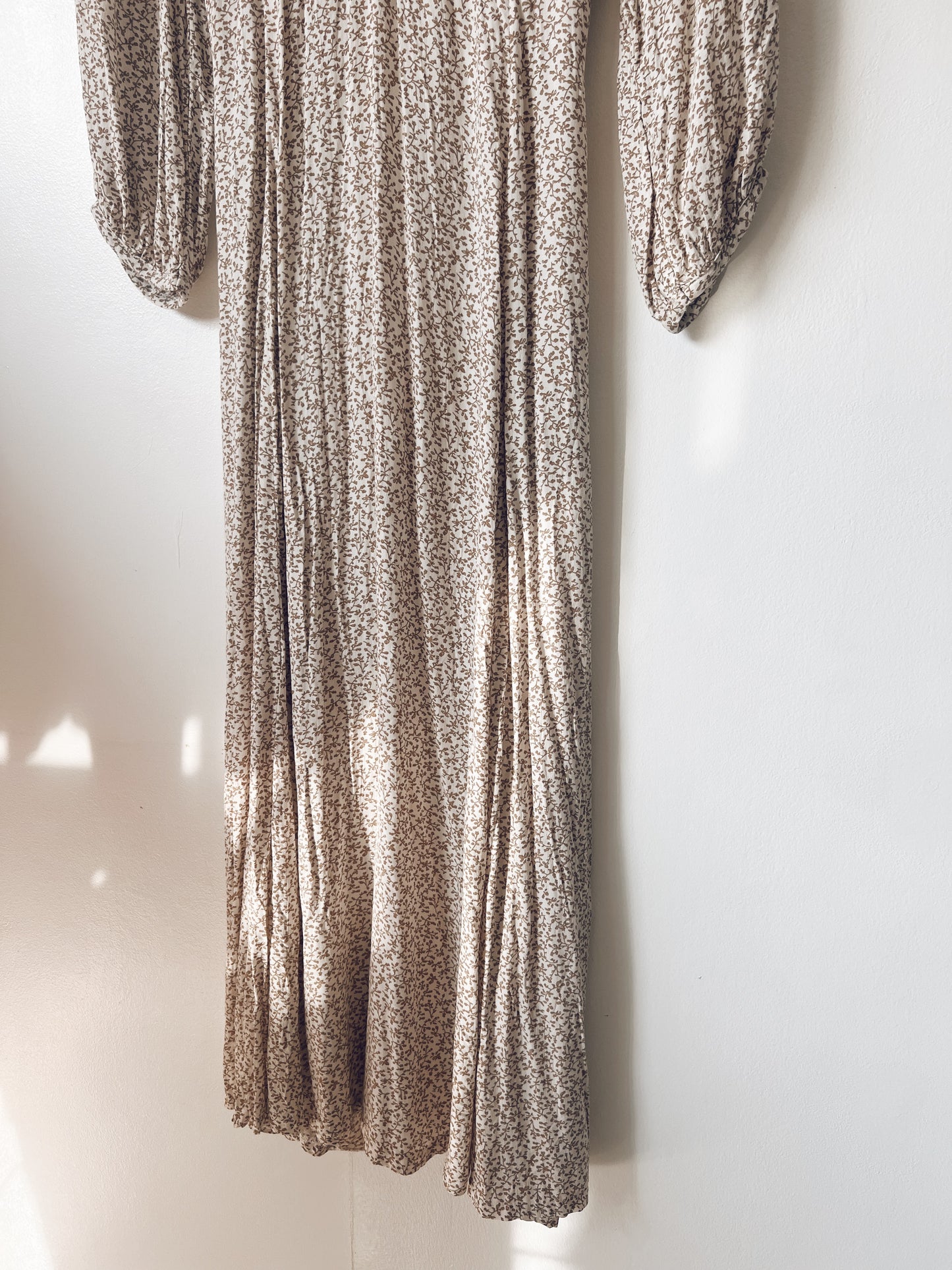 Light Brown Dress with Dainty Prints