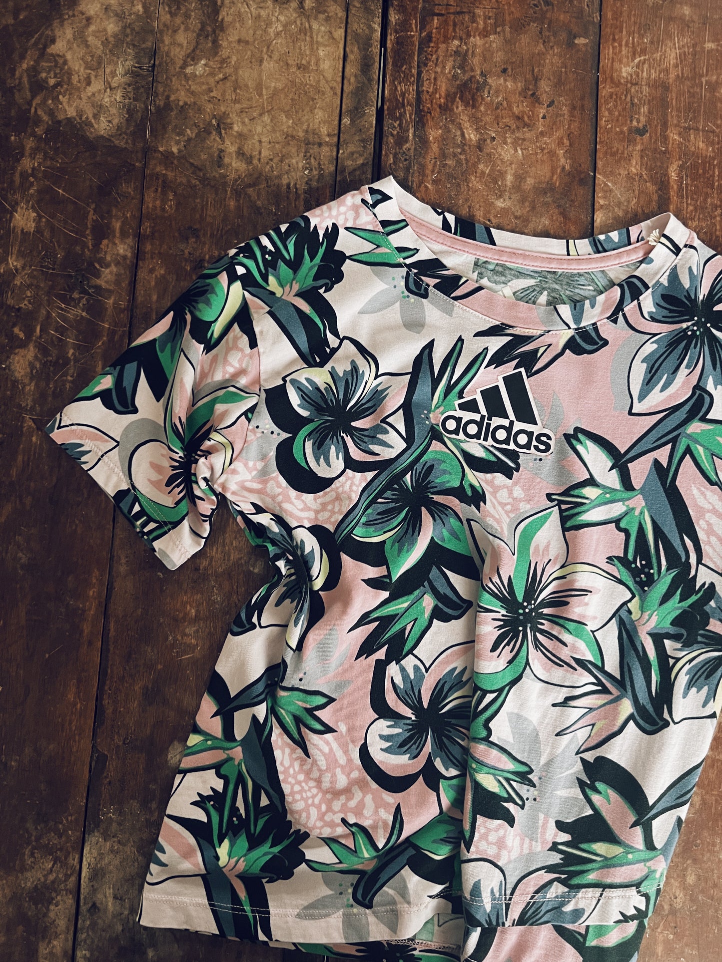 Pink Floral Adidas Tshirt