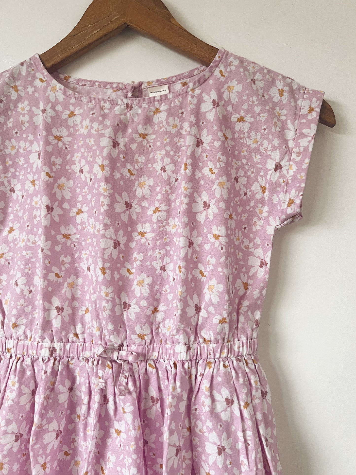 Pink with White Florals Short Sleeve Dress