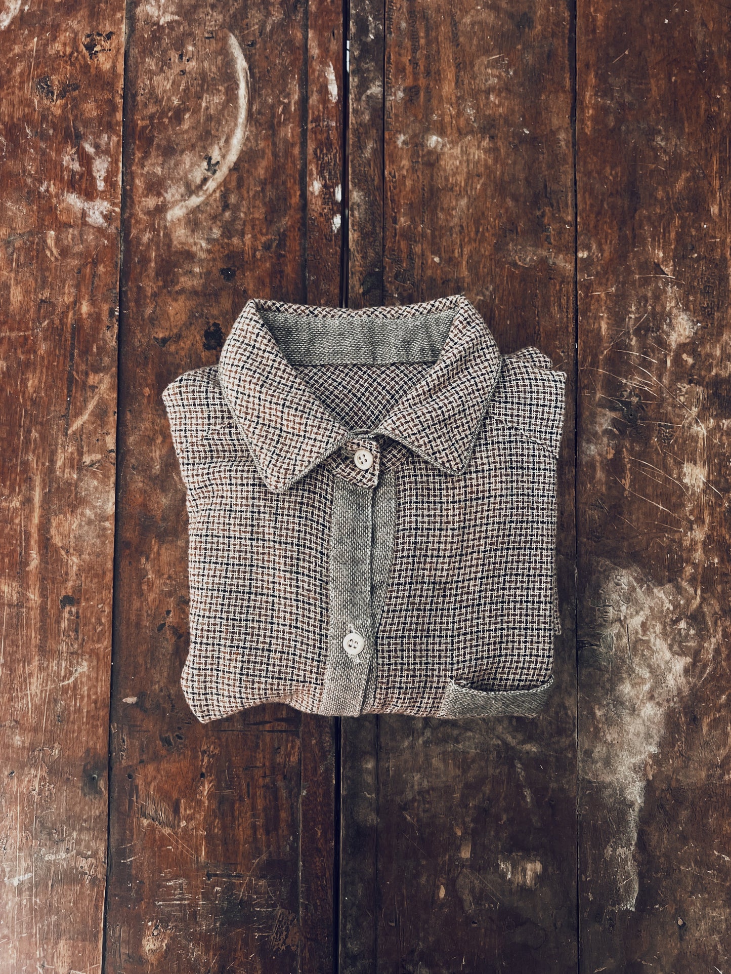 Brown Light Tweed Long Sleeve Blouse