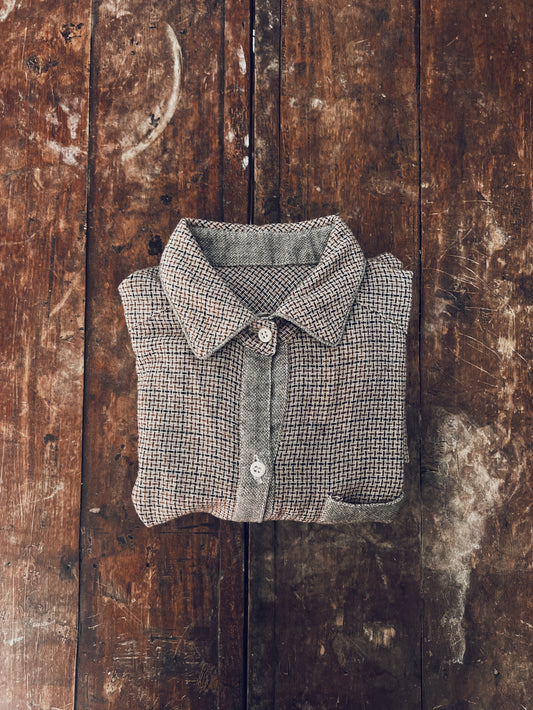 Brown Light Tweed Long Sleeve Blouse