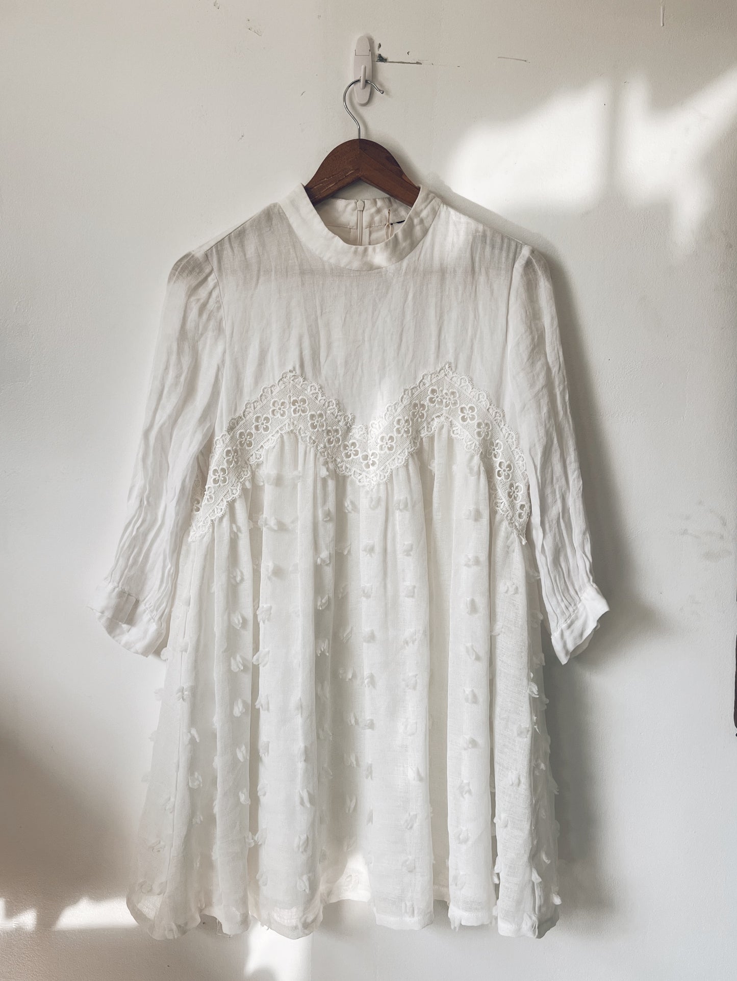 White Flowy Long Sleeve Dress