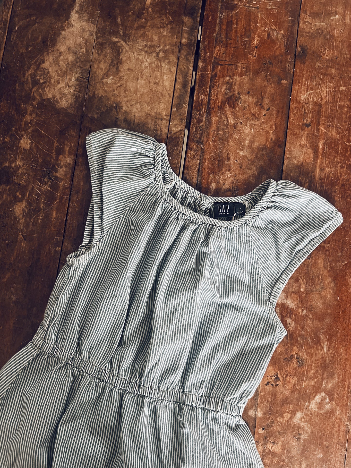 Blue and White Stripes Sleeveless Dress